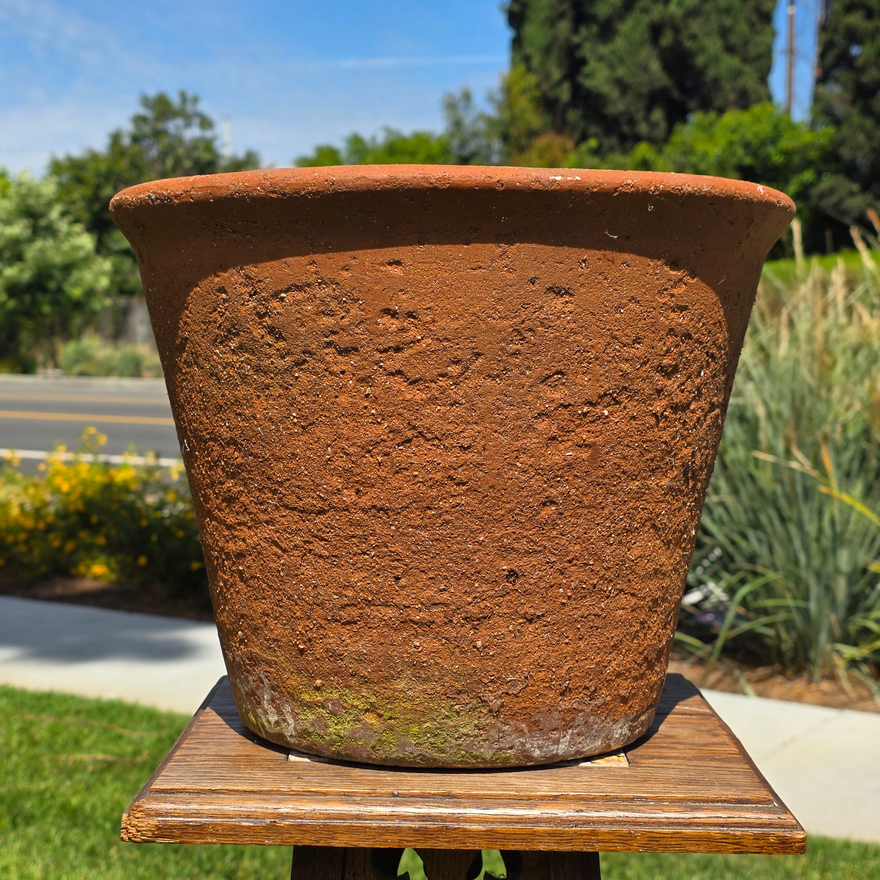Vintage Terracotta Planter Pot Heavy 13lb Weathered 12.75" Rustic Garden Clay