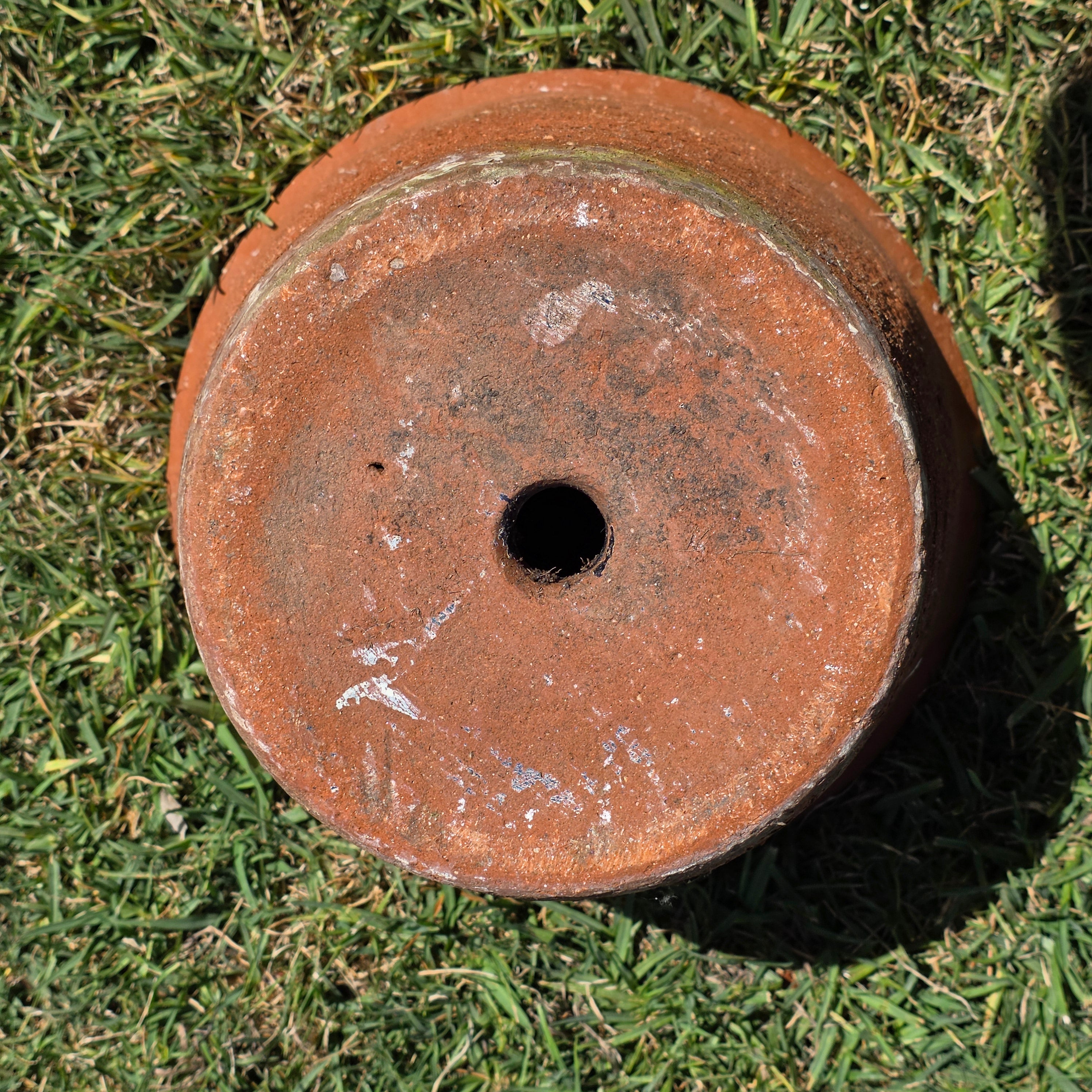 Vintage Terracotta Planter Pot Heavy 13lb Weathered 12.75" Rustic Garden Clay