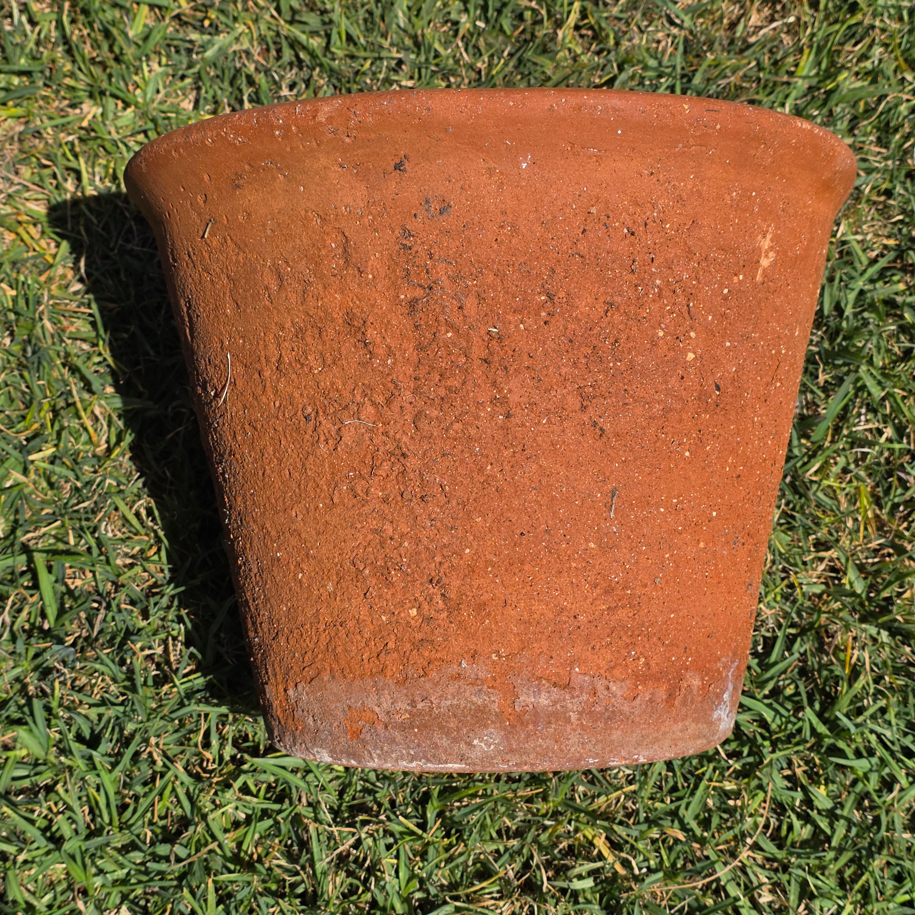 Vintage Terracotta Planter Pot Heavy 13lb Weathered 12.75" Rustic Garden Clay