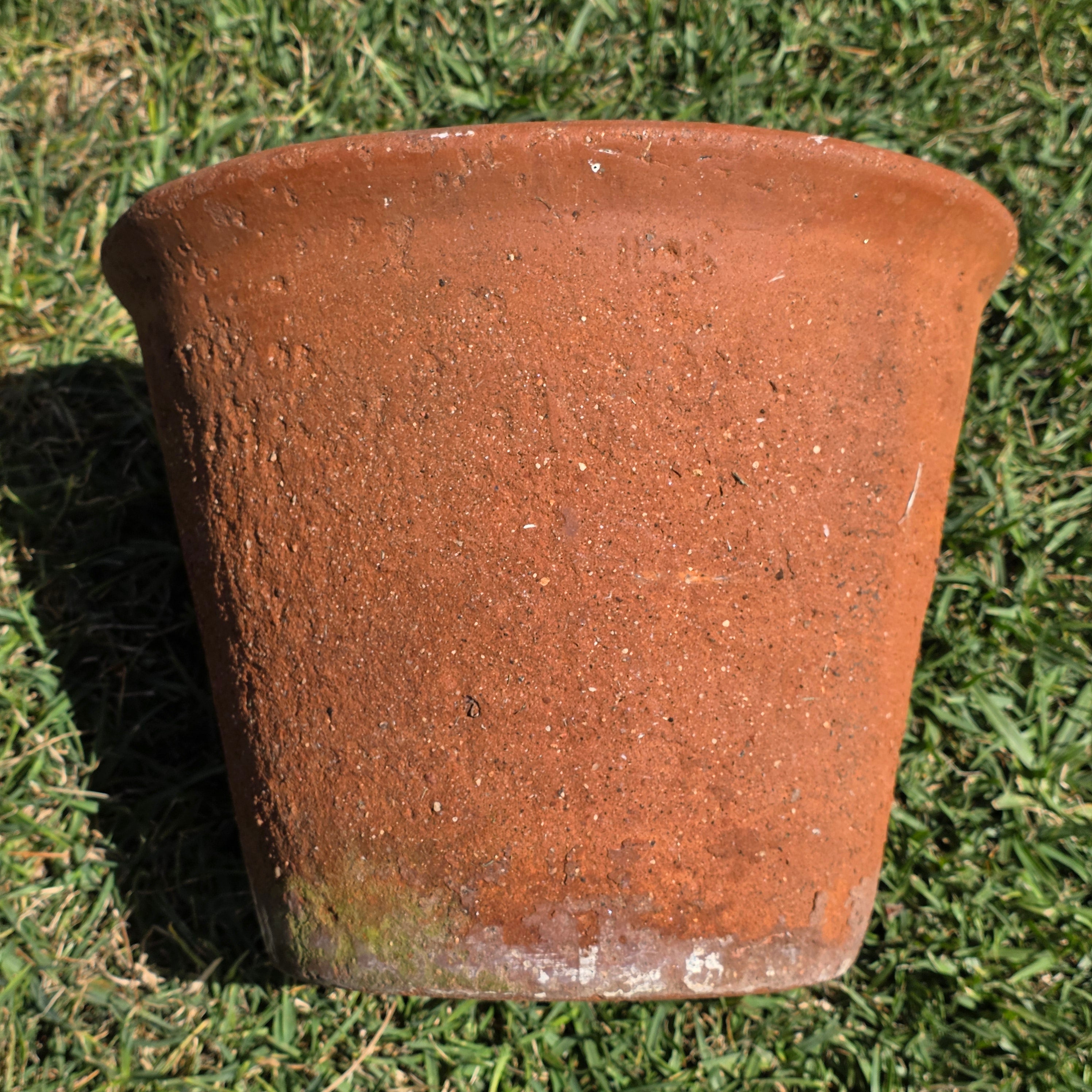 Vintage Terracotta Planter Pot Heavy 13lb Weathered 12.75" Rustic Garden Clay