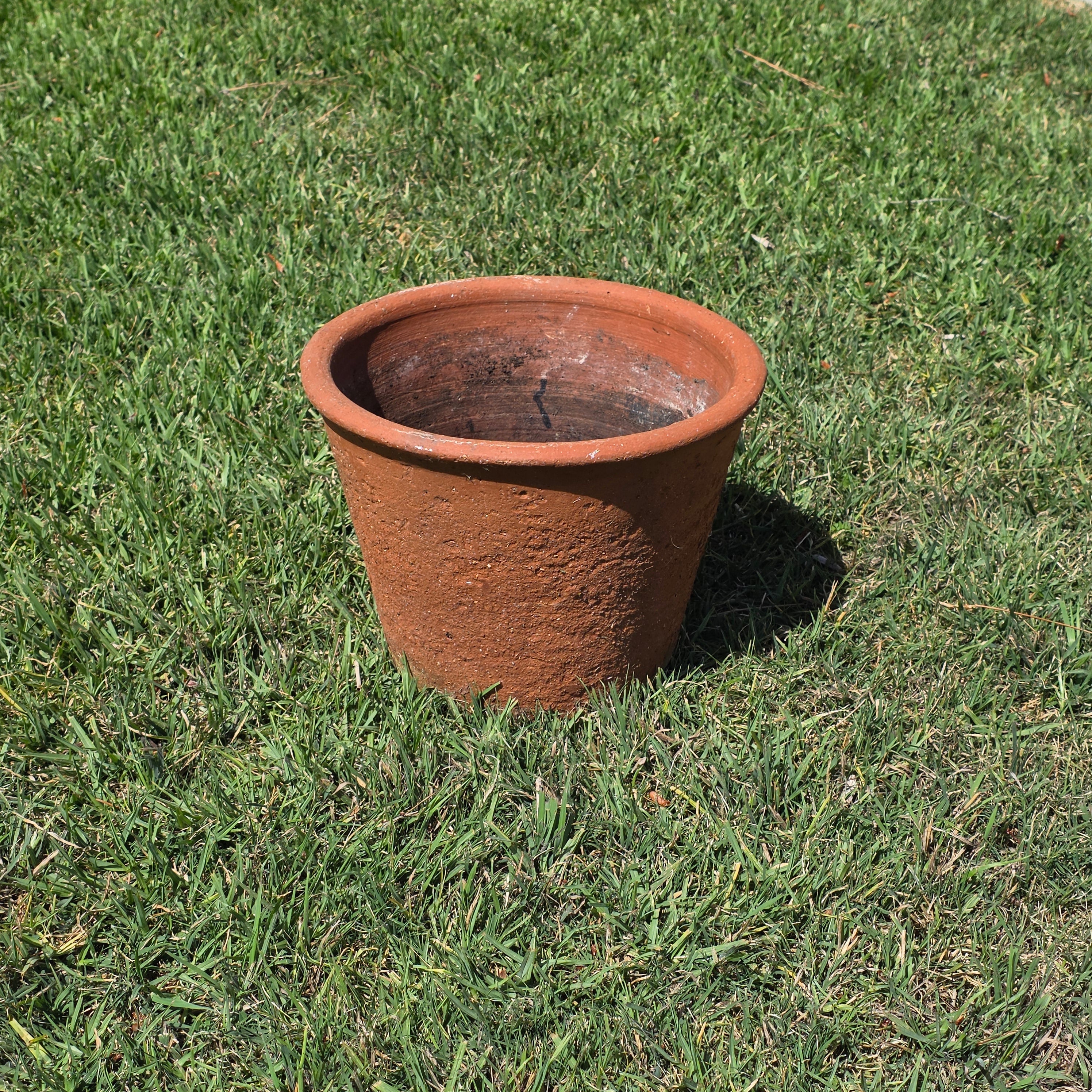 Vintage Terracotta Planter Pot Heavy 13lb Weathered 12.75" Rustic Garden Clay