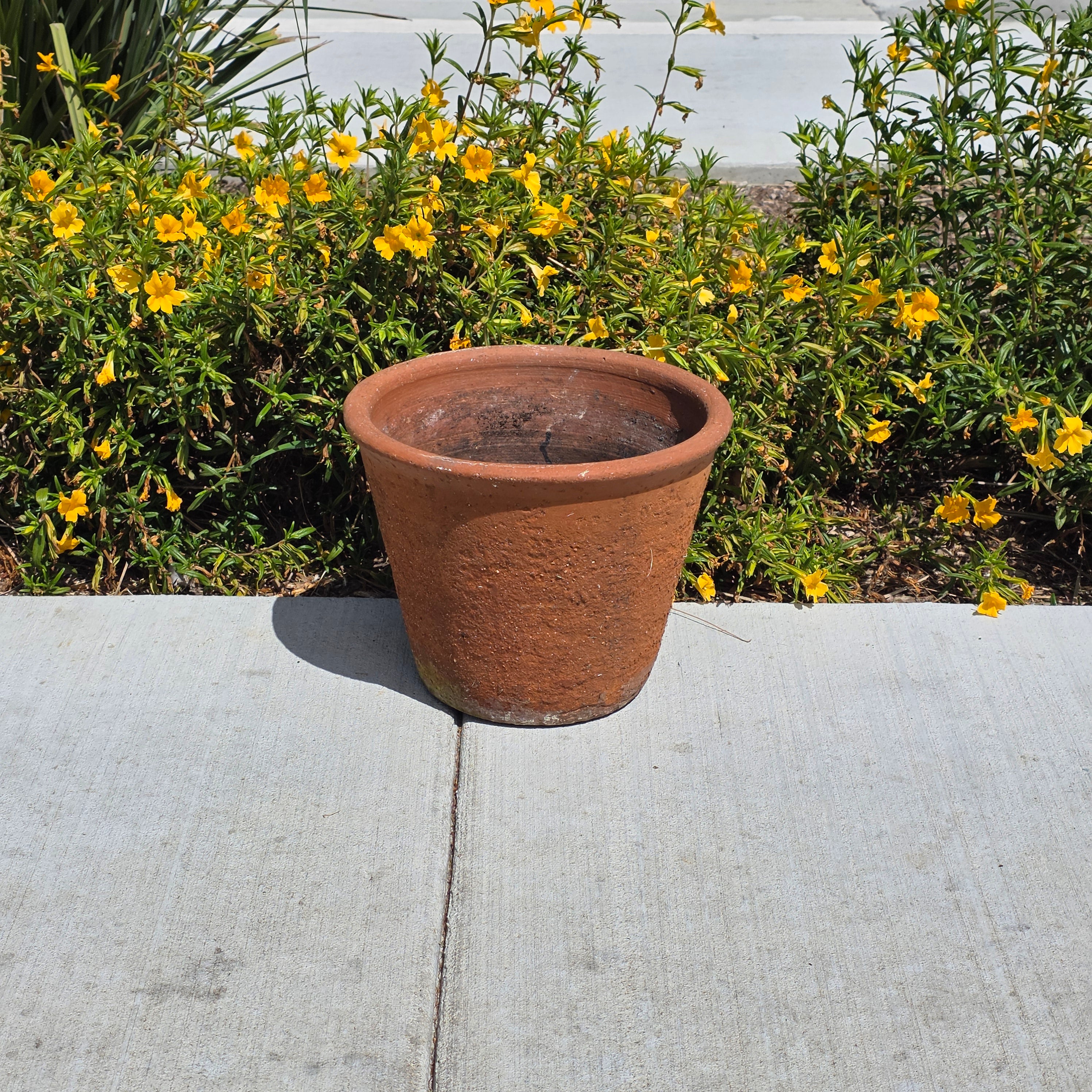 Vintage Terracotta Planter Pot Heavy 13lb Weathered 12.75" Rustic Garden Clay
