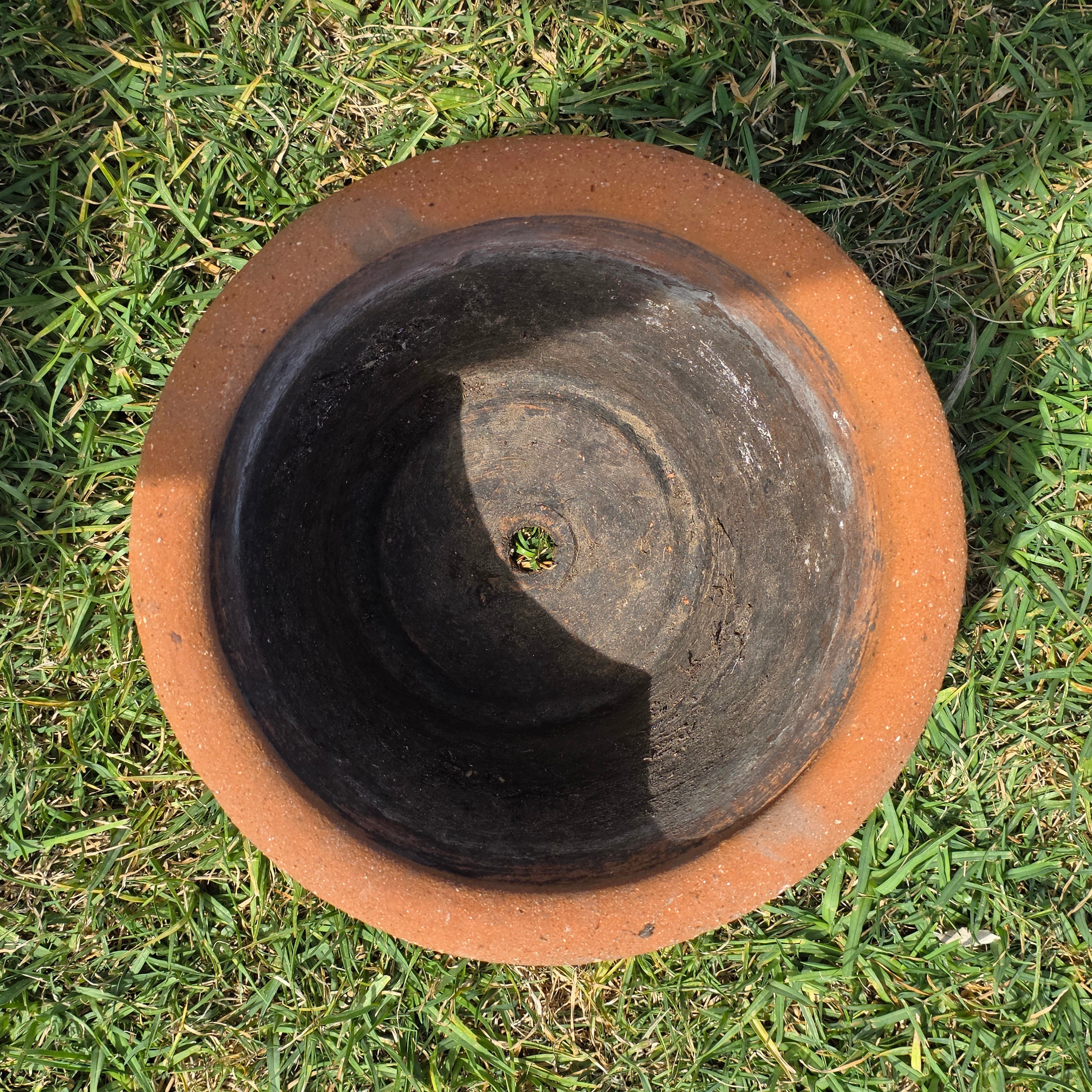 Vintage Terracotta Planter Pot Weathered Garland Botanical Pattern 10" Heavy 8lb