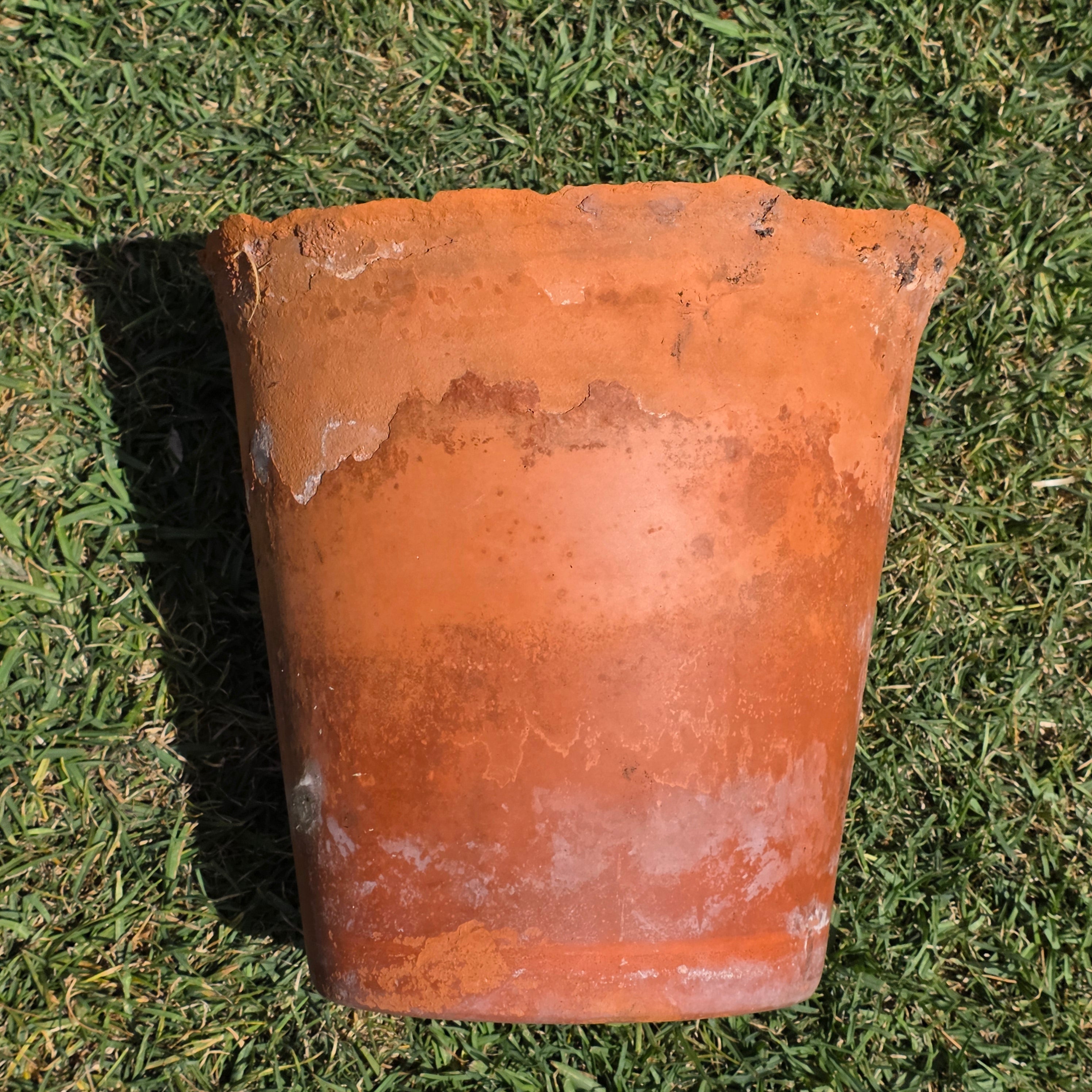Vintage Terracotta Planter Large 13" Aged Patina Rustic Garden Flower Pot Heavy
