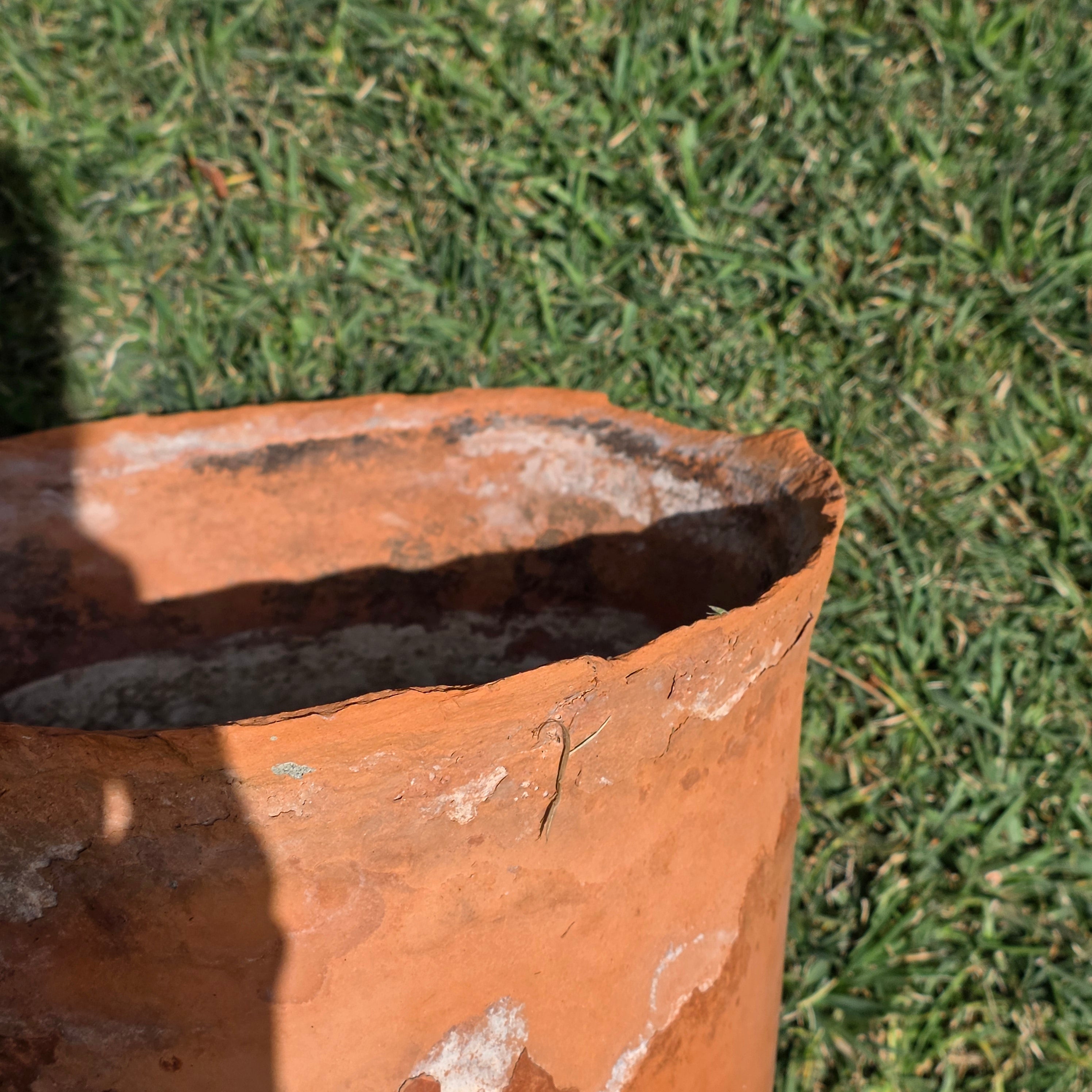 Vintage Terracotta Planter Large 13" Aged Patina Rustic Garden Flower Pot Heavy