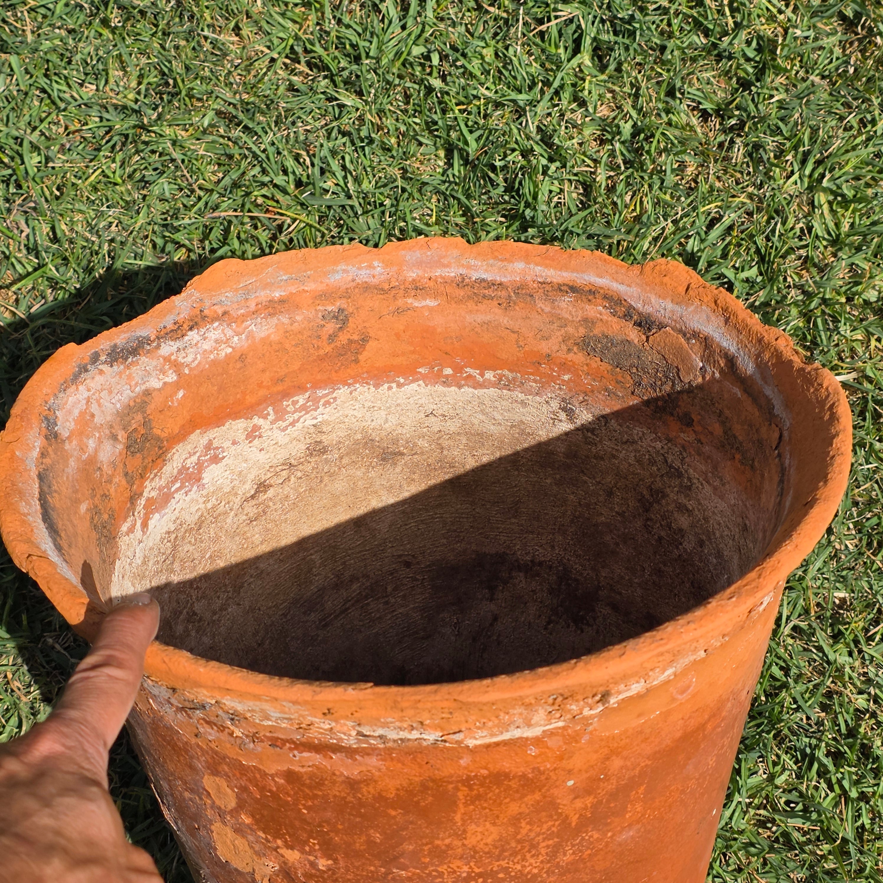 Vintage Terracotta Planter Large 13" Aged Patina Rustic Garden Flower Pot Heavy