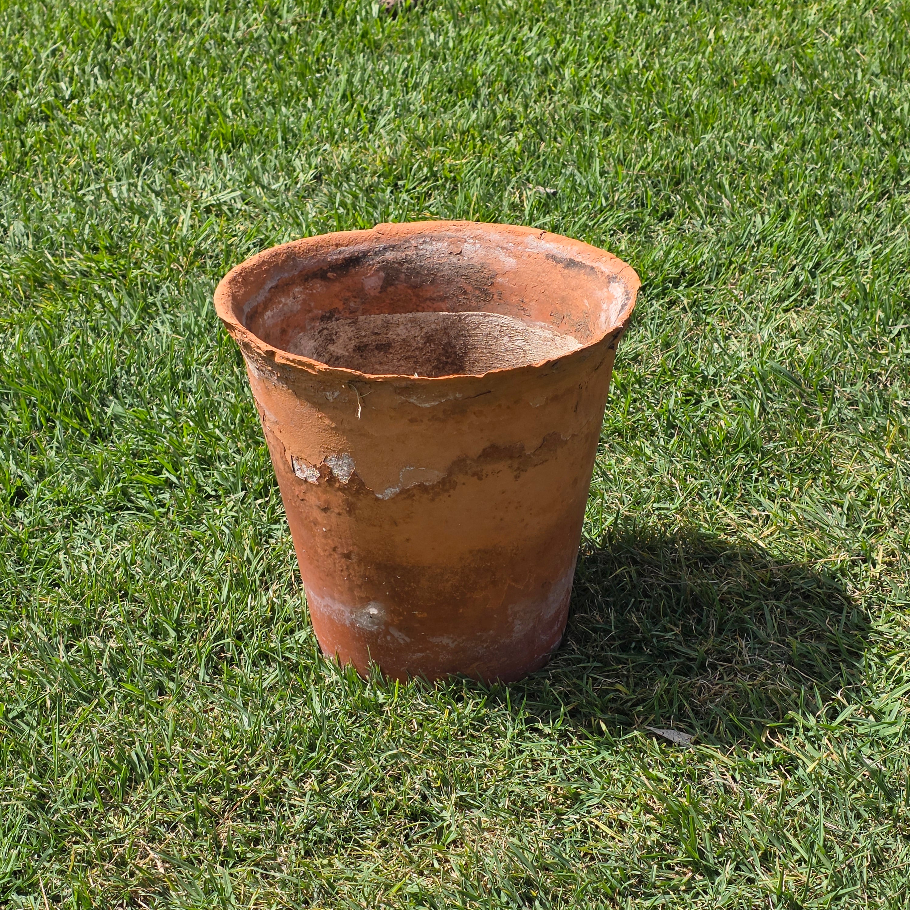 Vintage Terracotta Planter Large 13" Aged Patina Rustic Garden Flower Pot Heavy