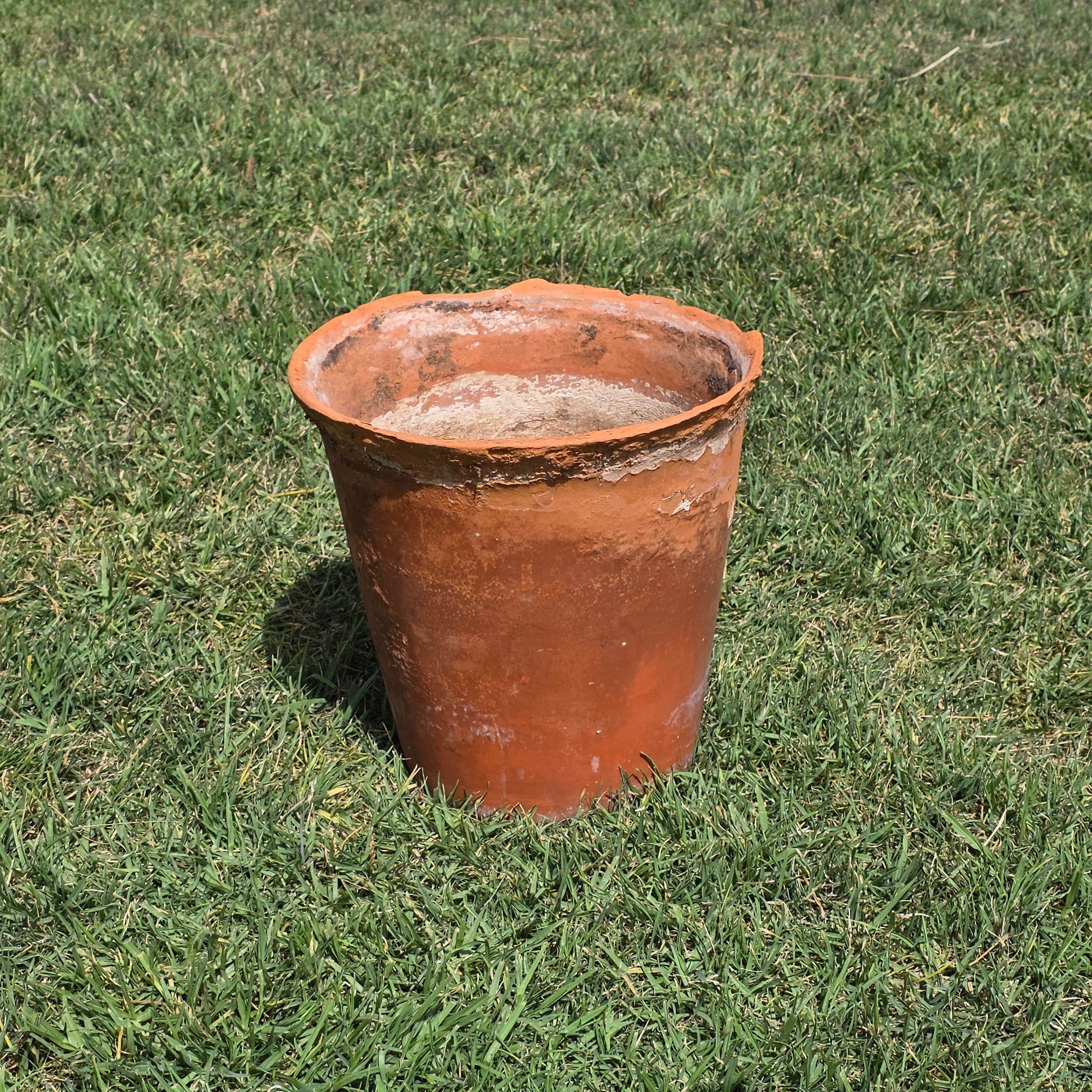 Vintage Terracotta Planter Large 13" Aged Patina Rustic Garden Flower Pot Heavy