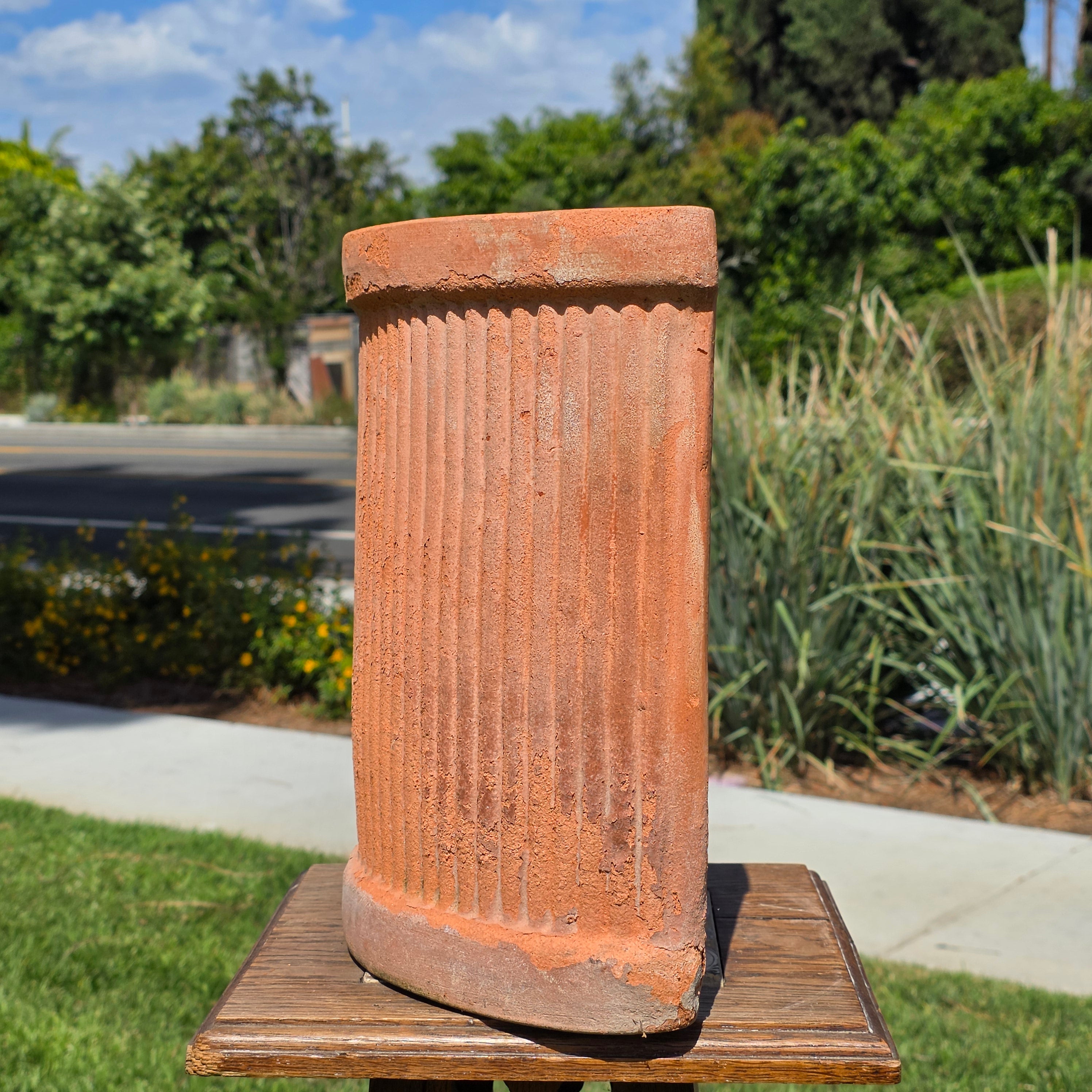 Vintage Terracotta Planter Square Box Pot Handmade Artisan Tooled 12" Heavy 17lb