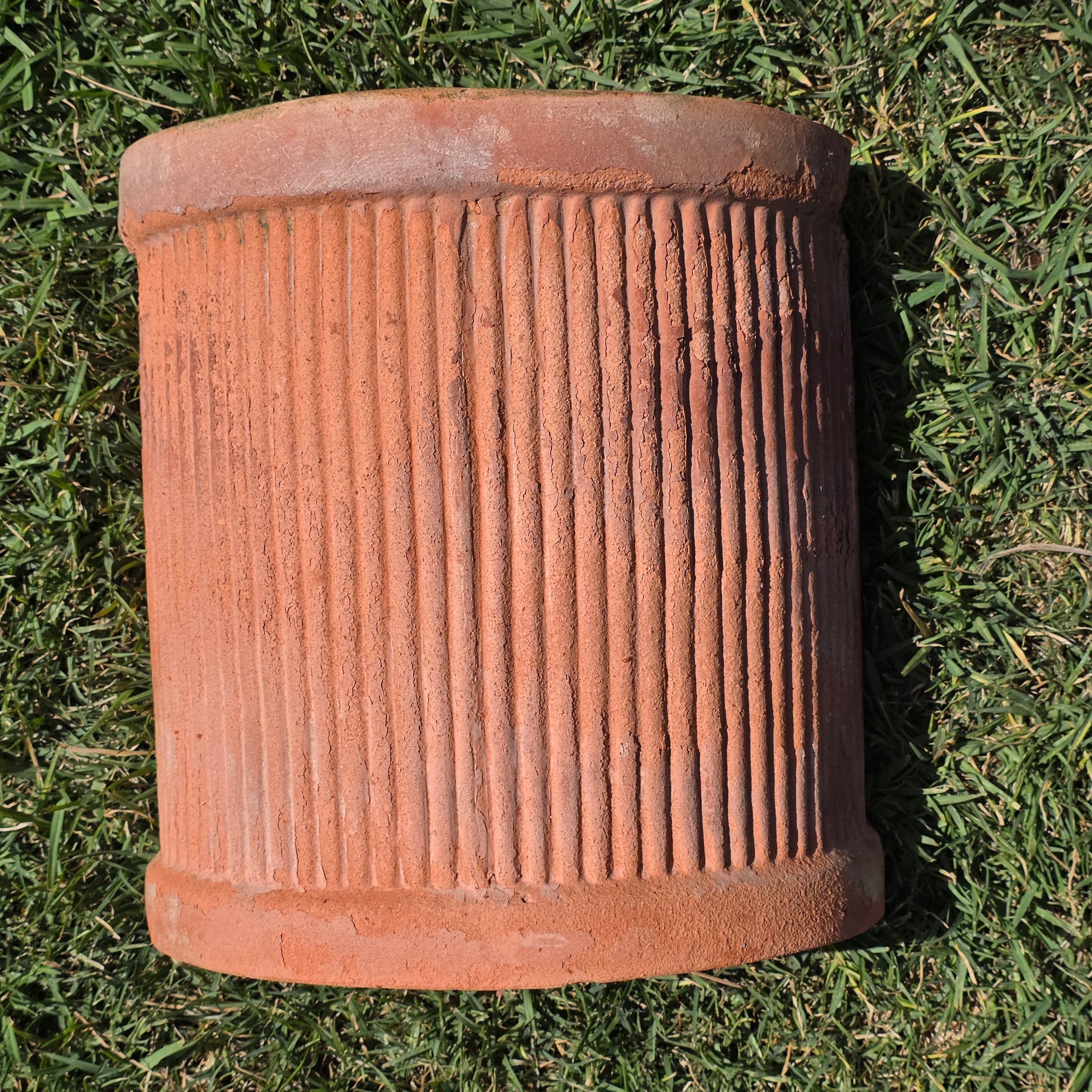 Vintage Terracotta Planter Square Box Pot Handmade Artisan Tooled 12" Heavy 17lb