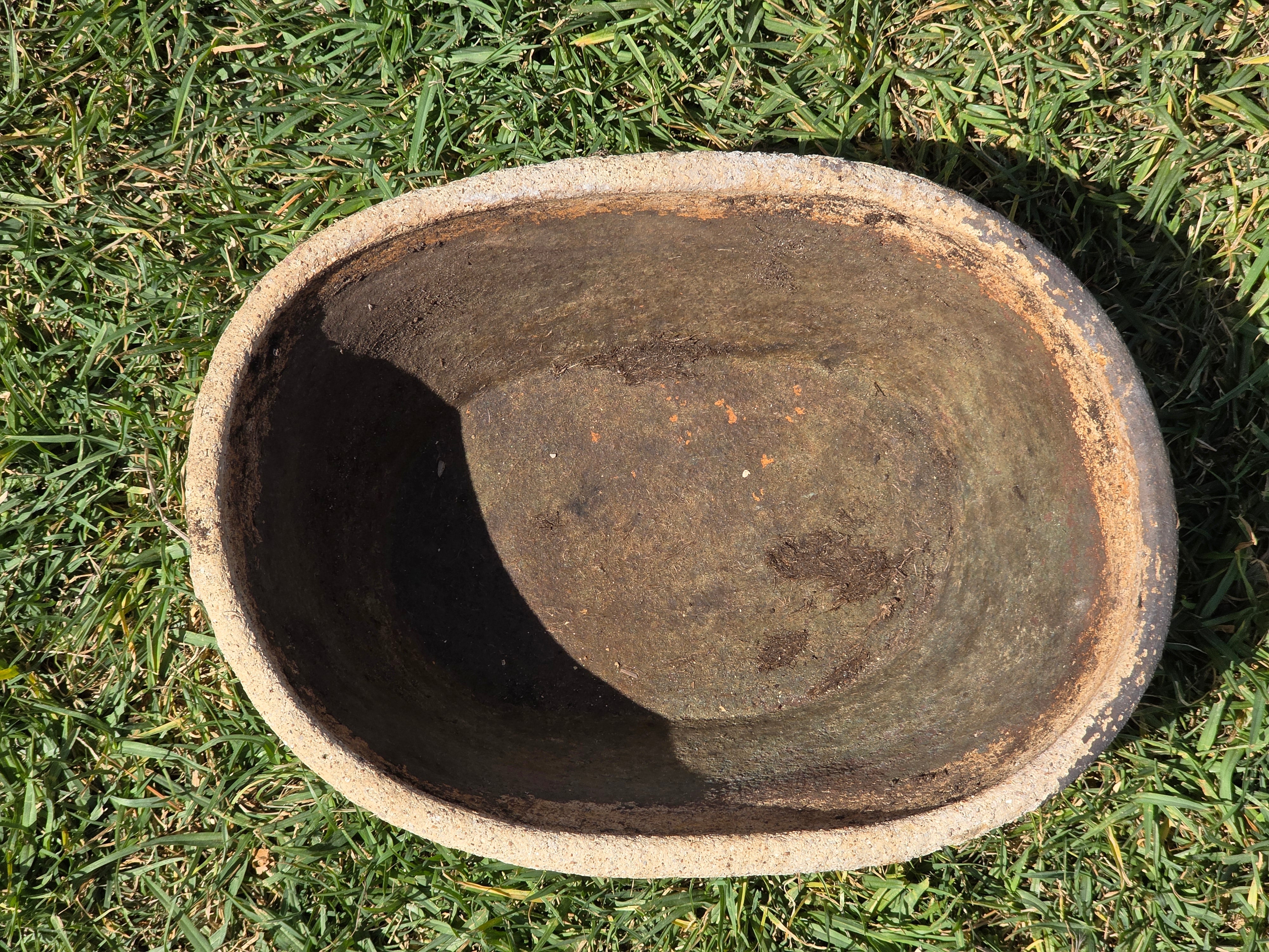 Vintage Primitive Terracotta Planter Oval Bowl Handle Wabi Sabi Organic Pot