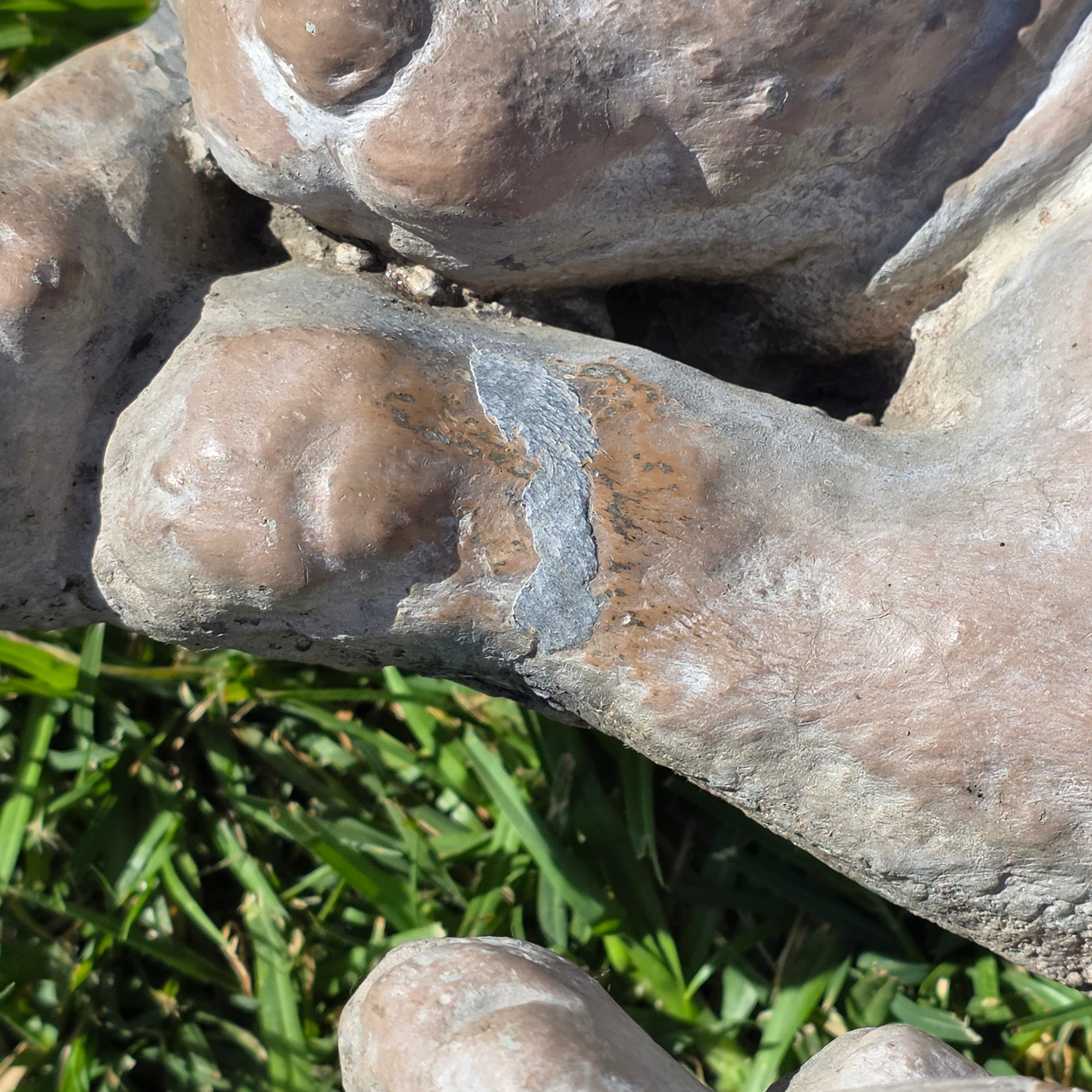 Vintage Sleeping Cat Garden Statue Heavy Concrete Cast Stone Pet Memorial 16"