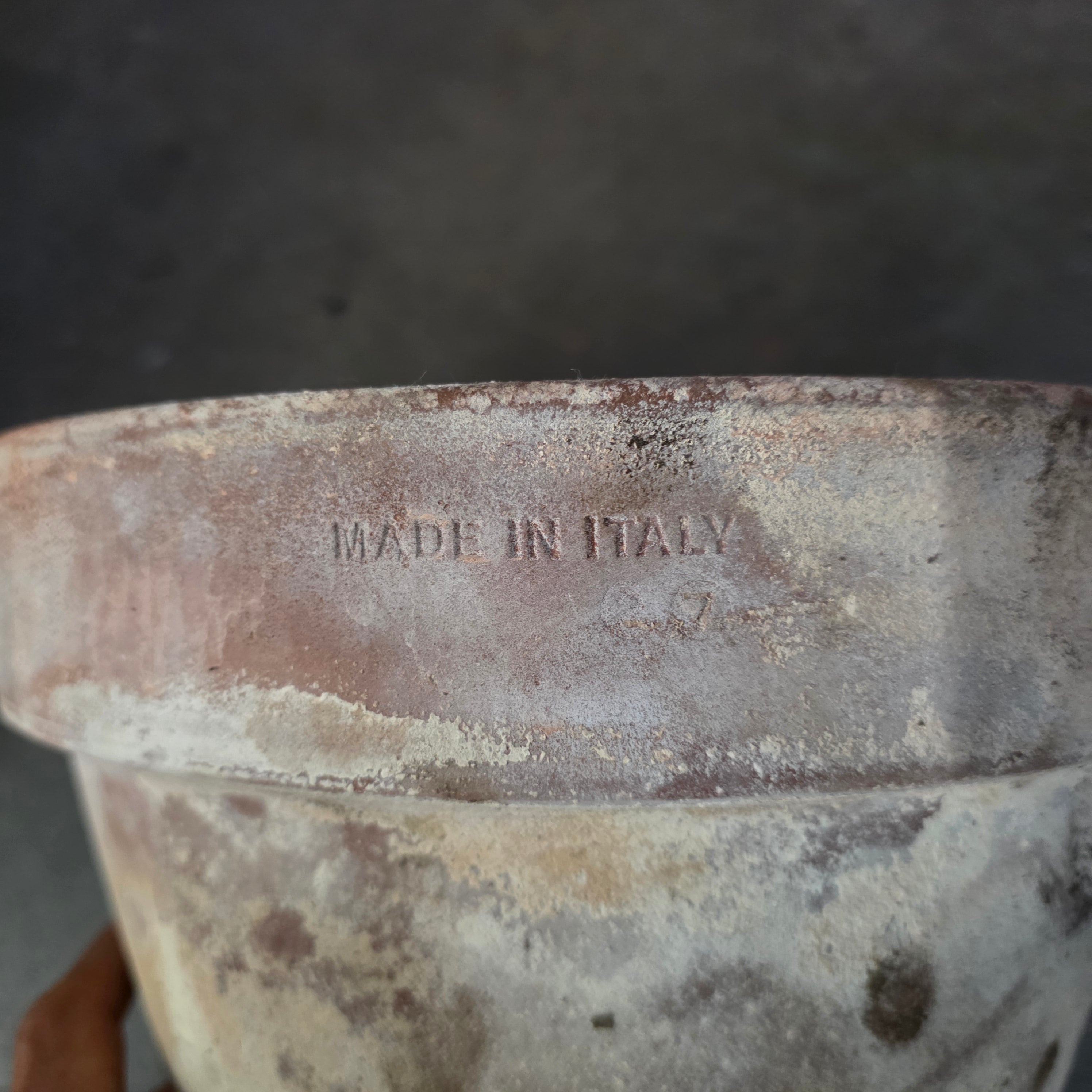 Vintage Made in Italy Terracotta Planter Pot 10.5" Patina Aged Garden Clay