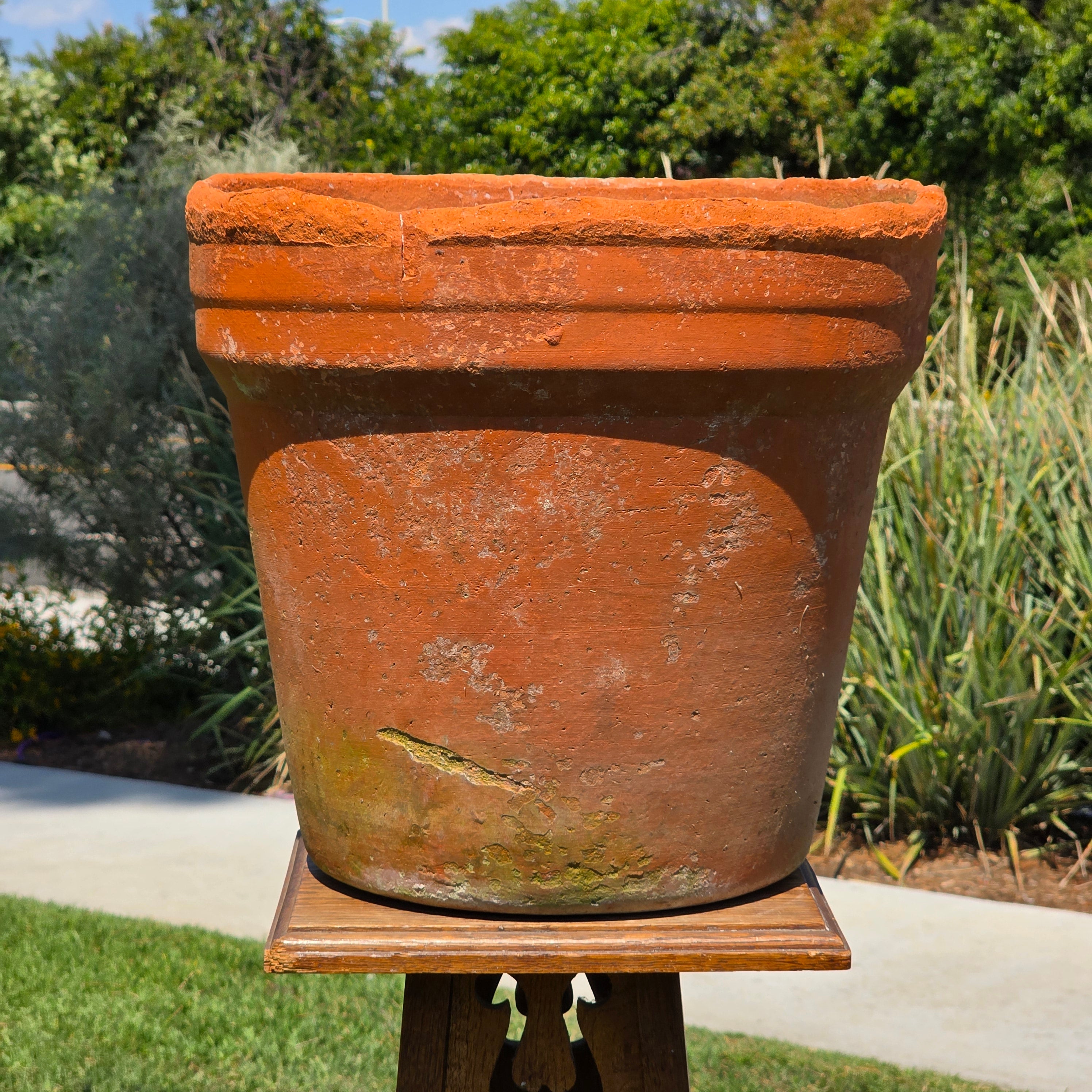 Large Vintage Terracotta Planter Pot Rustic Italian Style Aged Clay Garden 15x14
