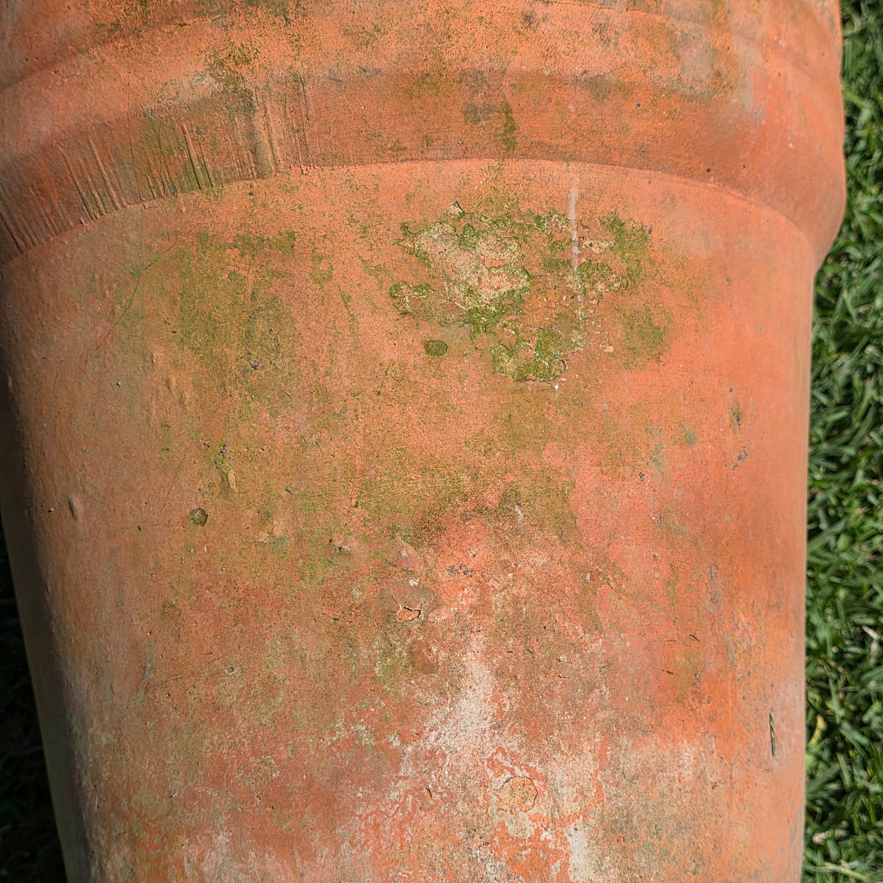 Vintage Terracotta Planter Large Aged Moss Patina Clay Pot Rustic Garden 15 x 15