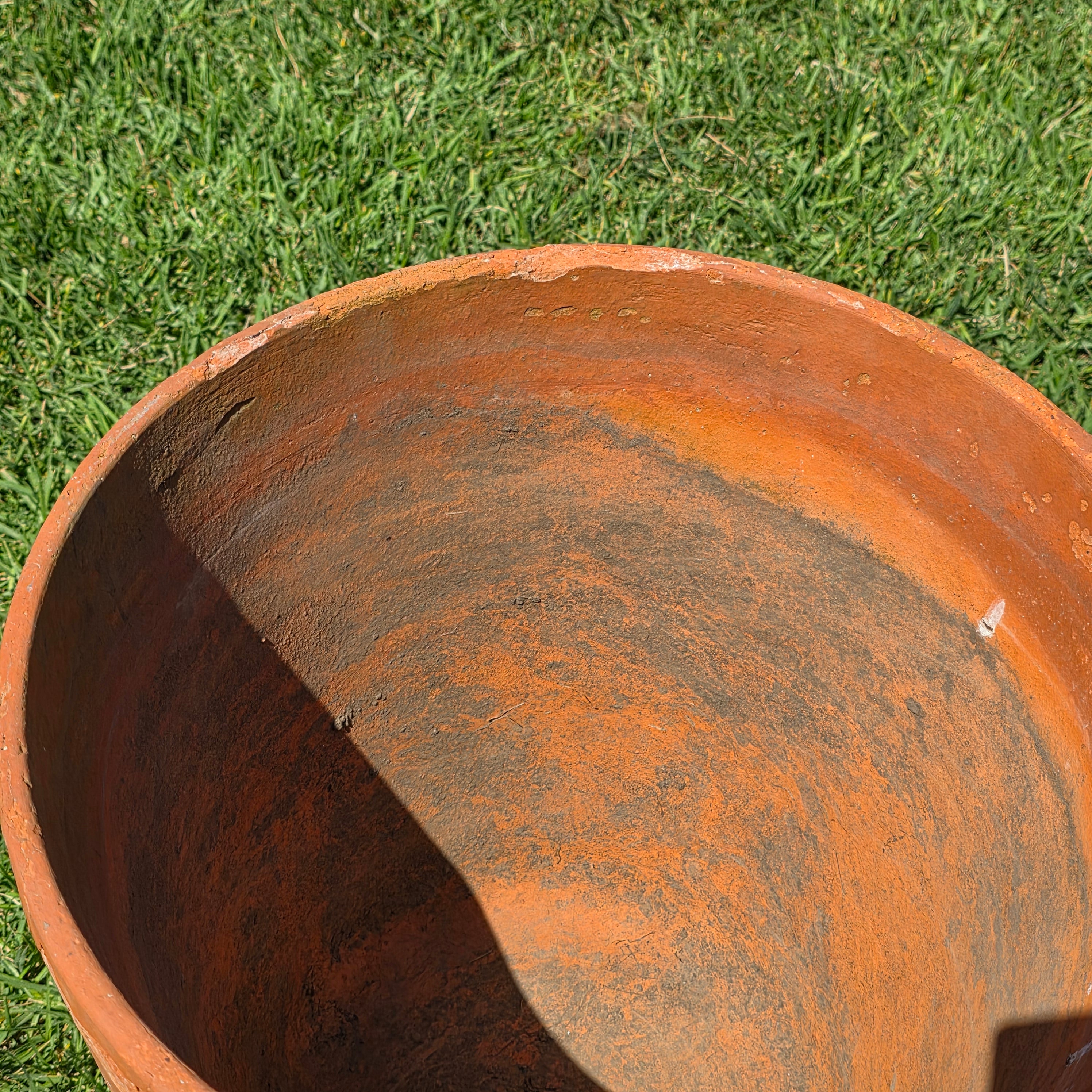 Vintage Terracotta Planter Large Aged Moss Patina Clay Pot Rustic Garden 15 x 15