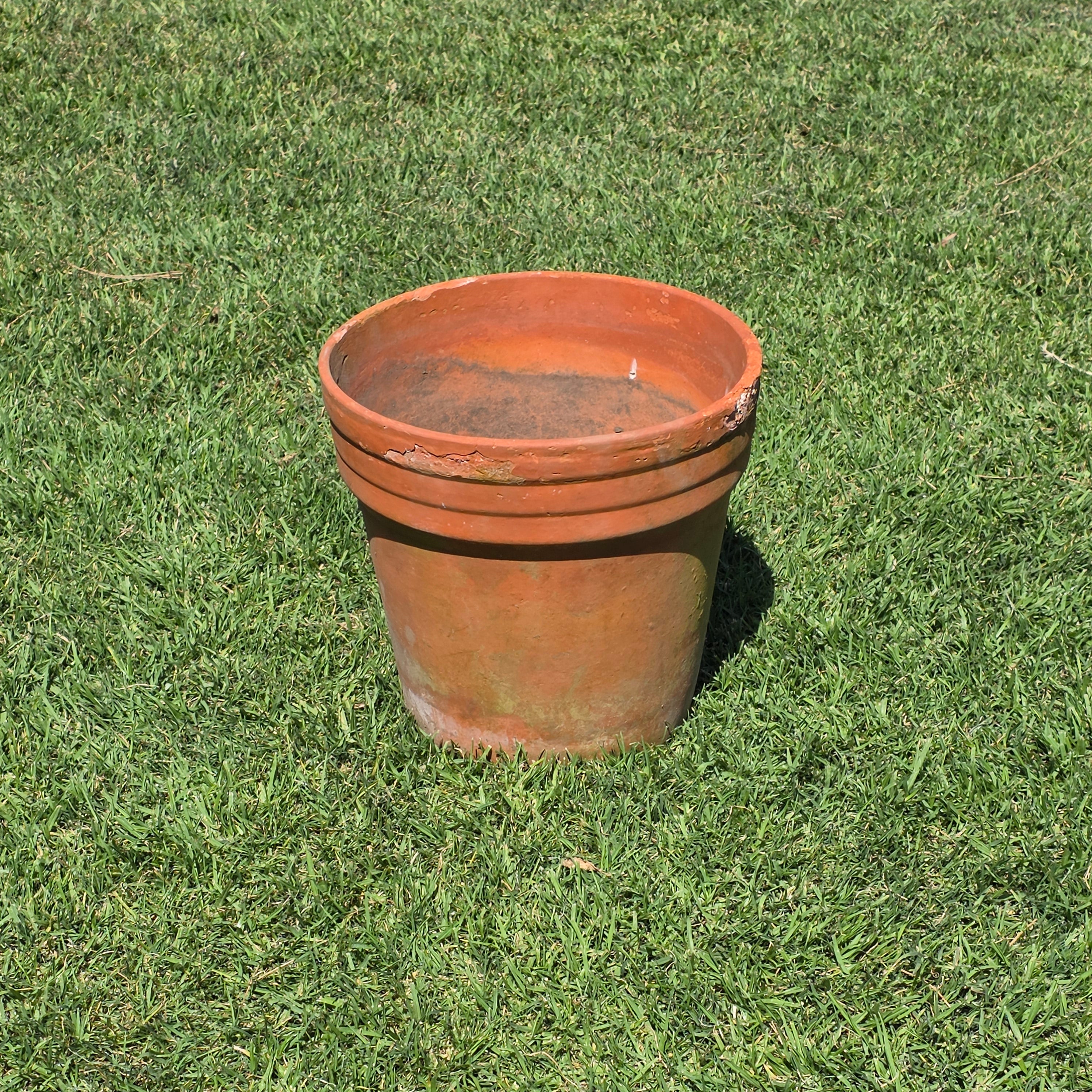 Vintage Terracotta Planter Large Aged Moss Patina Clay Pot Rustic Garden 15 x 15