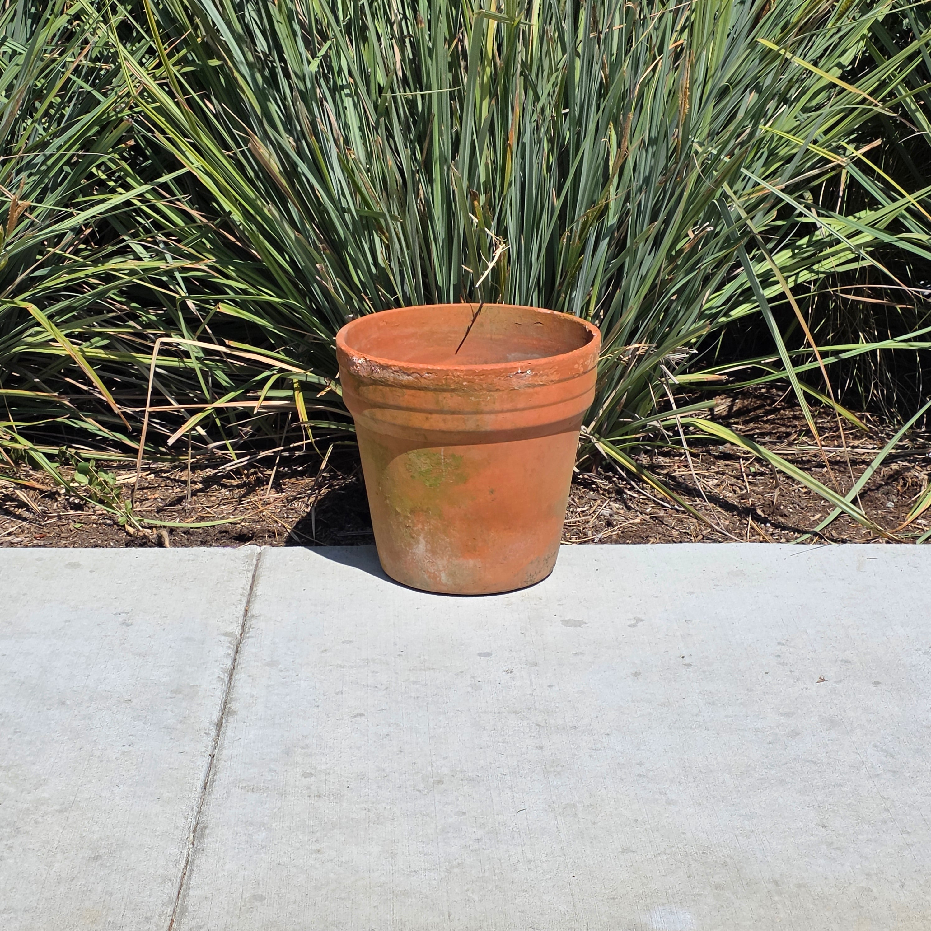 Vintage Terracotta Planter Large Aged Moss Patina Clay Pot Rustic Garden 15 x 15