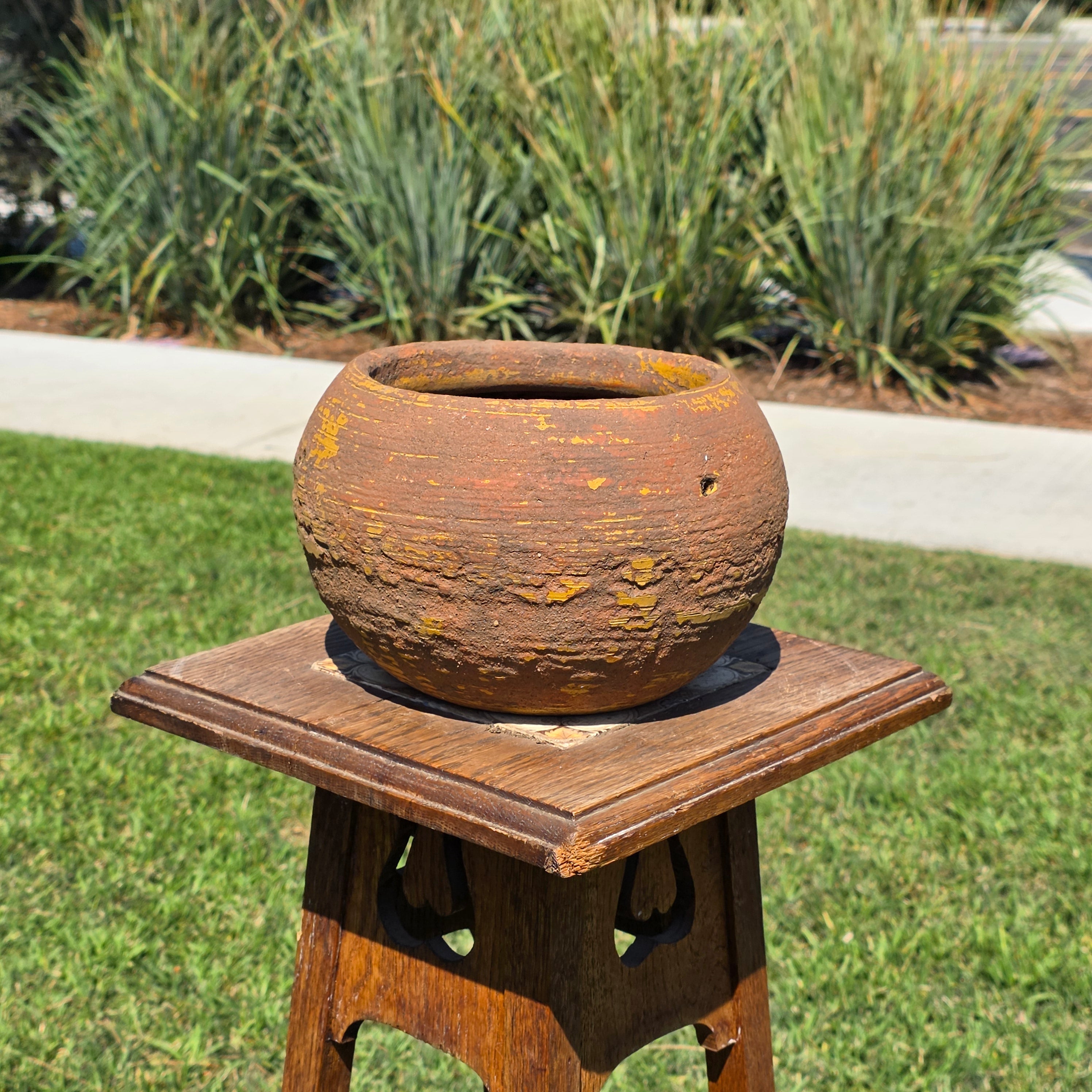 Vintage Hanging Terracotta Planter Primitive Pottery Rustic Clay Pot Bowl 8"