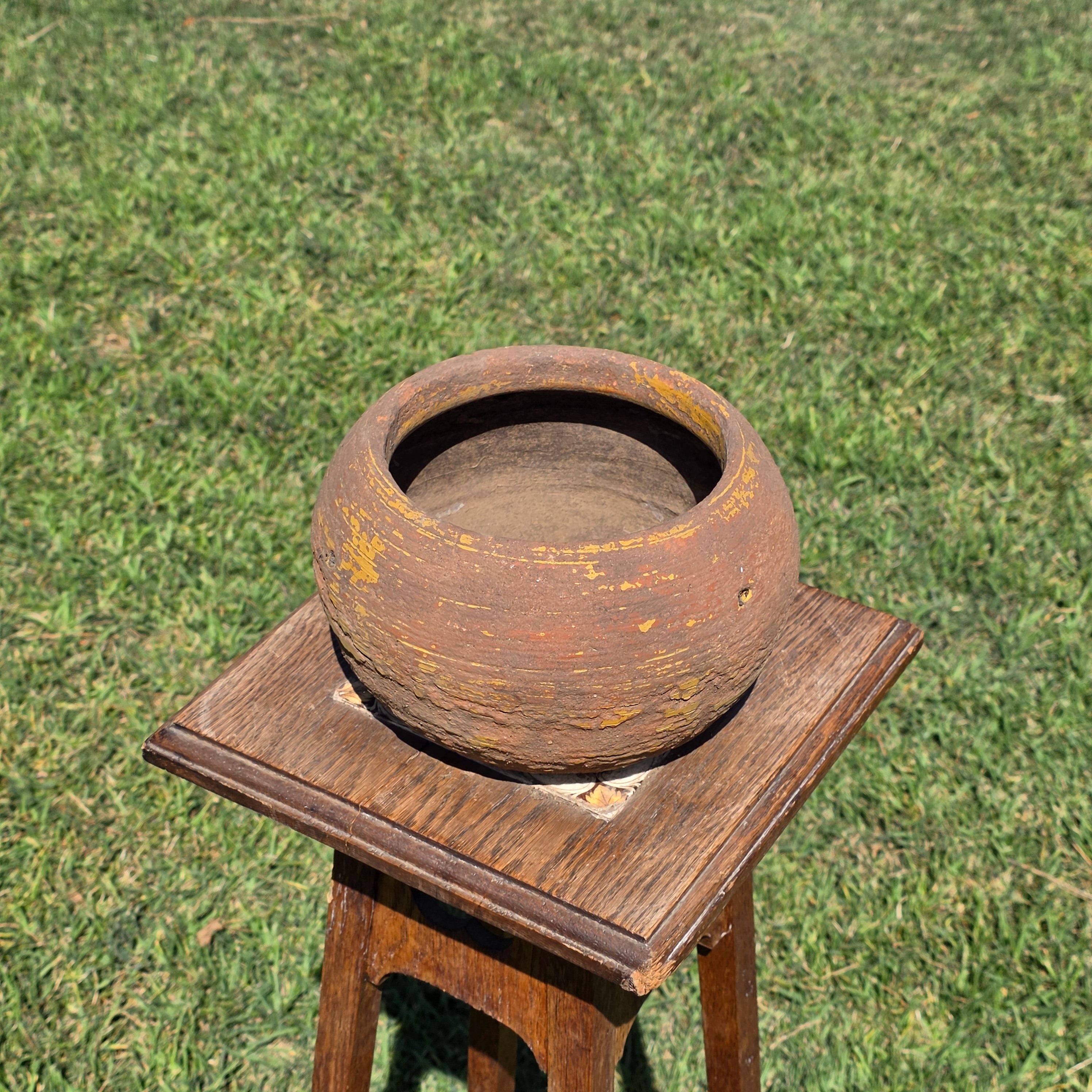 Vintage Hanging Terracotta Planter Primitive Pottery Rustic Clay Pot Bowl 8"