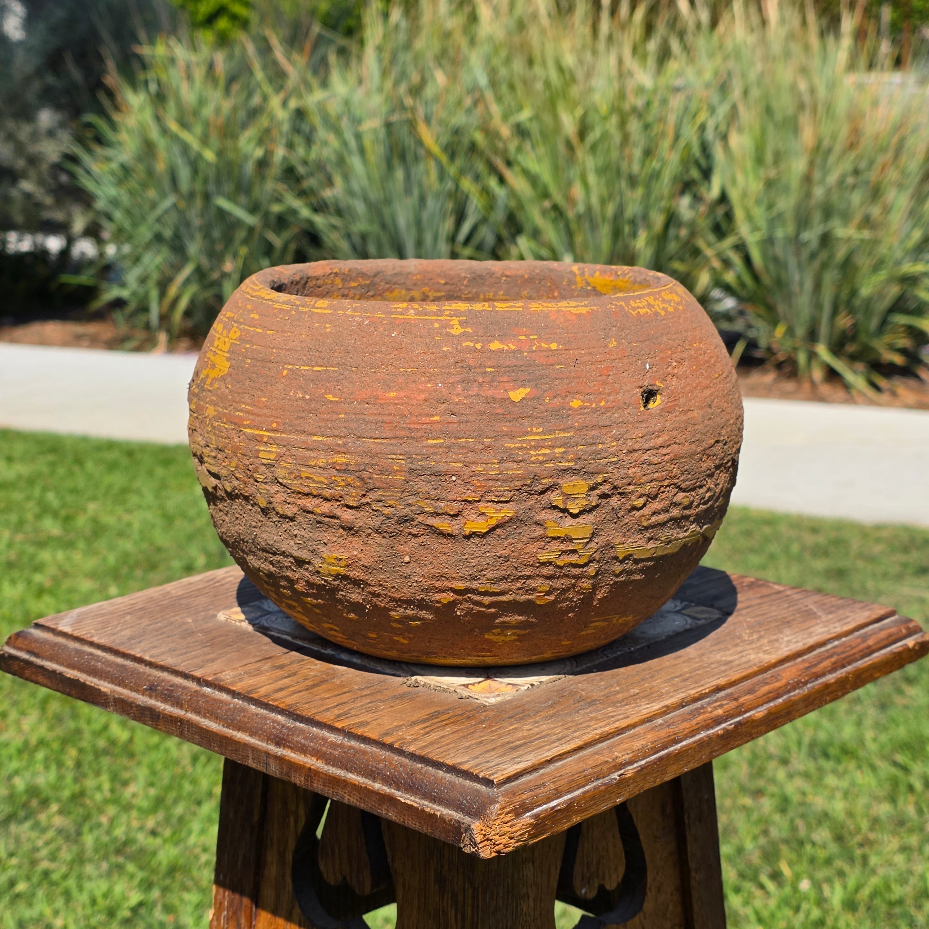 Vintage Hanging Terracotta Planter Primitive Pottery Rustic Clay Pot Bowl 8"