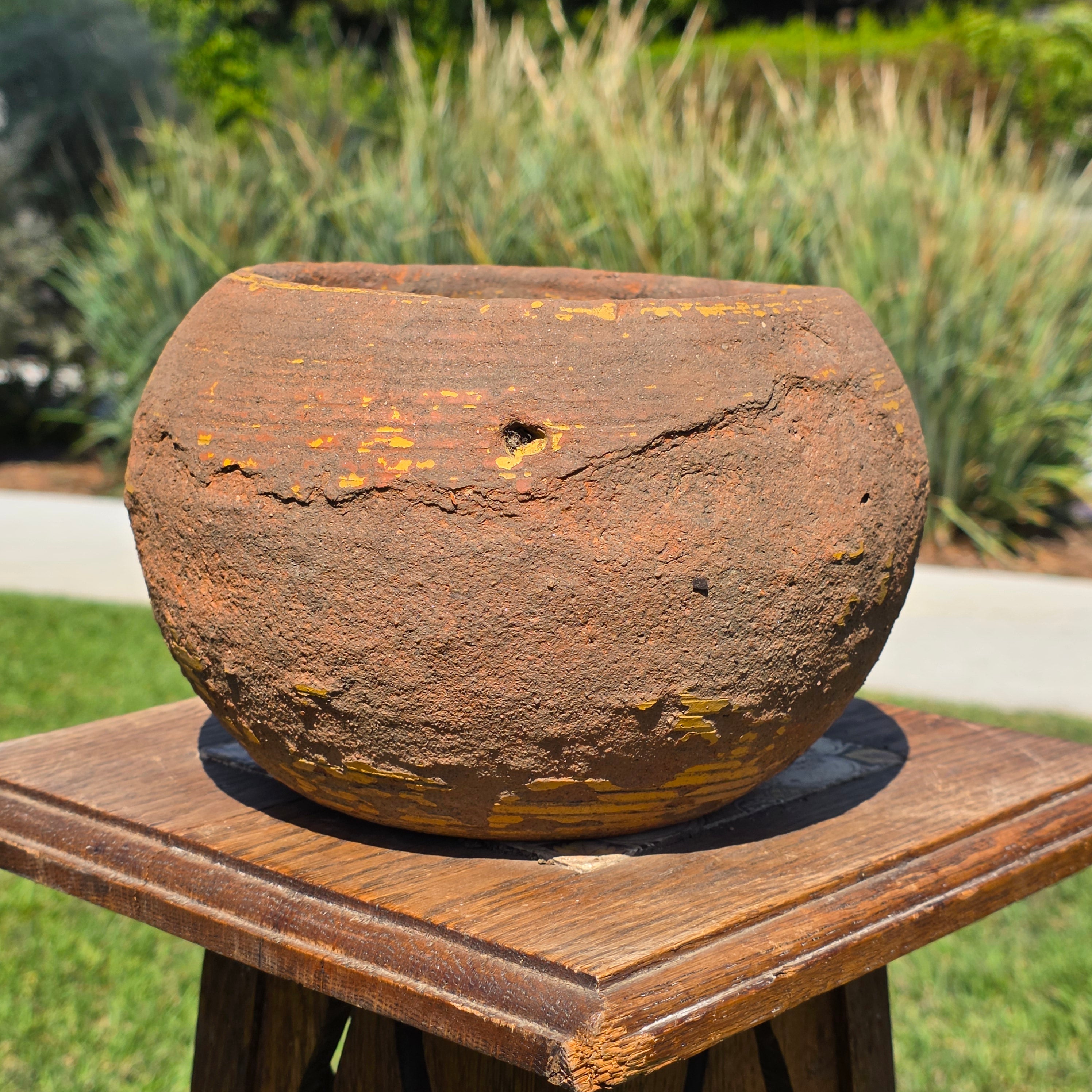 Vintage Hanging Terracotta Planter Primitive Pottery Rustic Clay Pot Bowl 8"