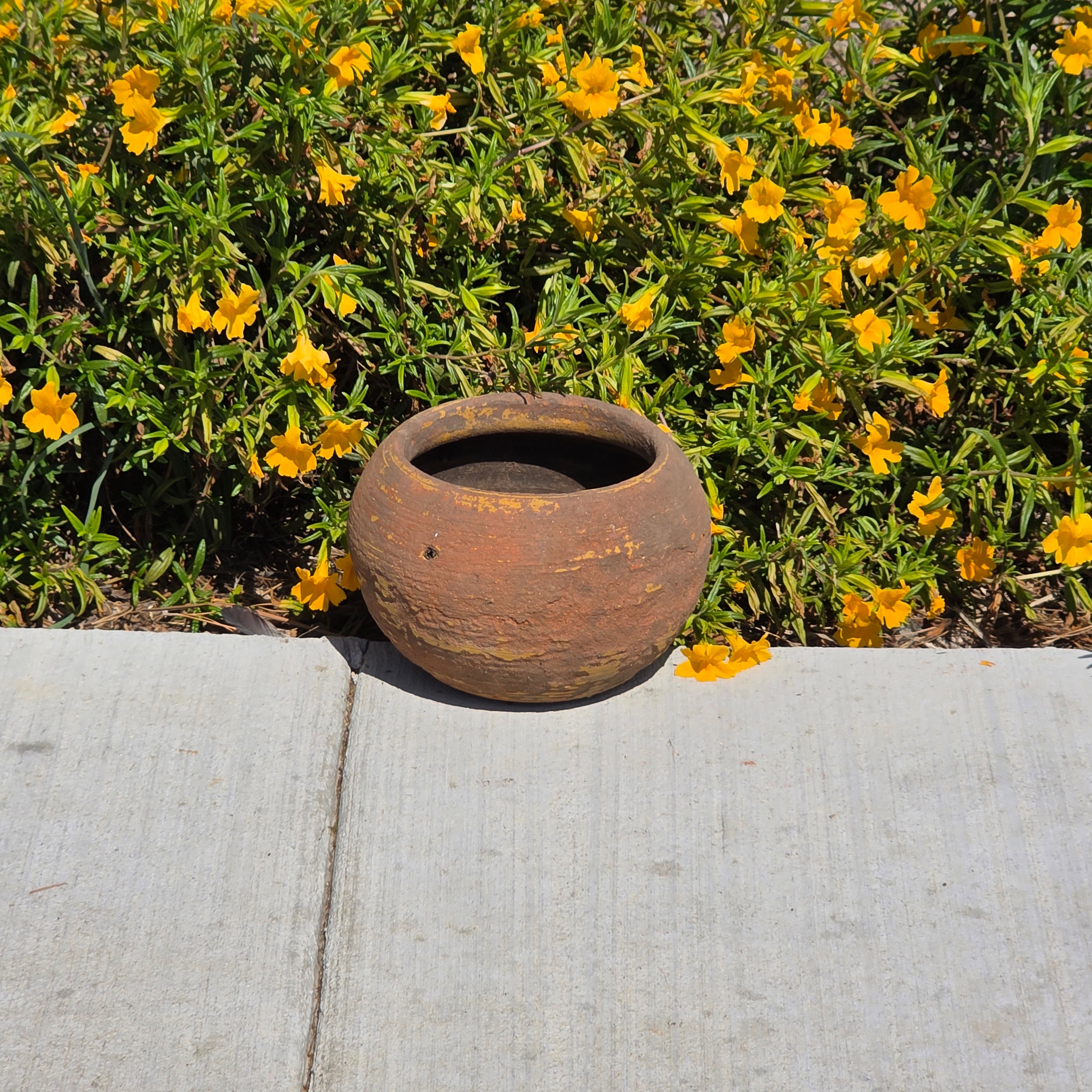 Vintage Hanging Terracotta Planter Primitive Pottery Rustic Clay Pot Bowl 8"