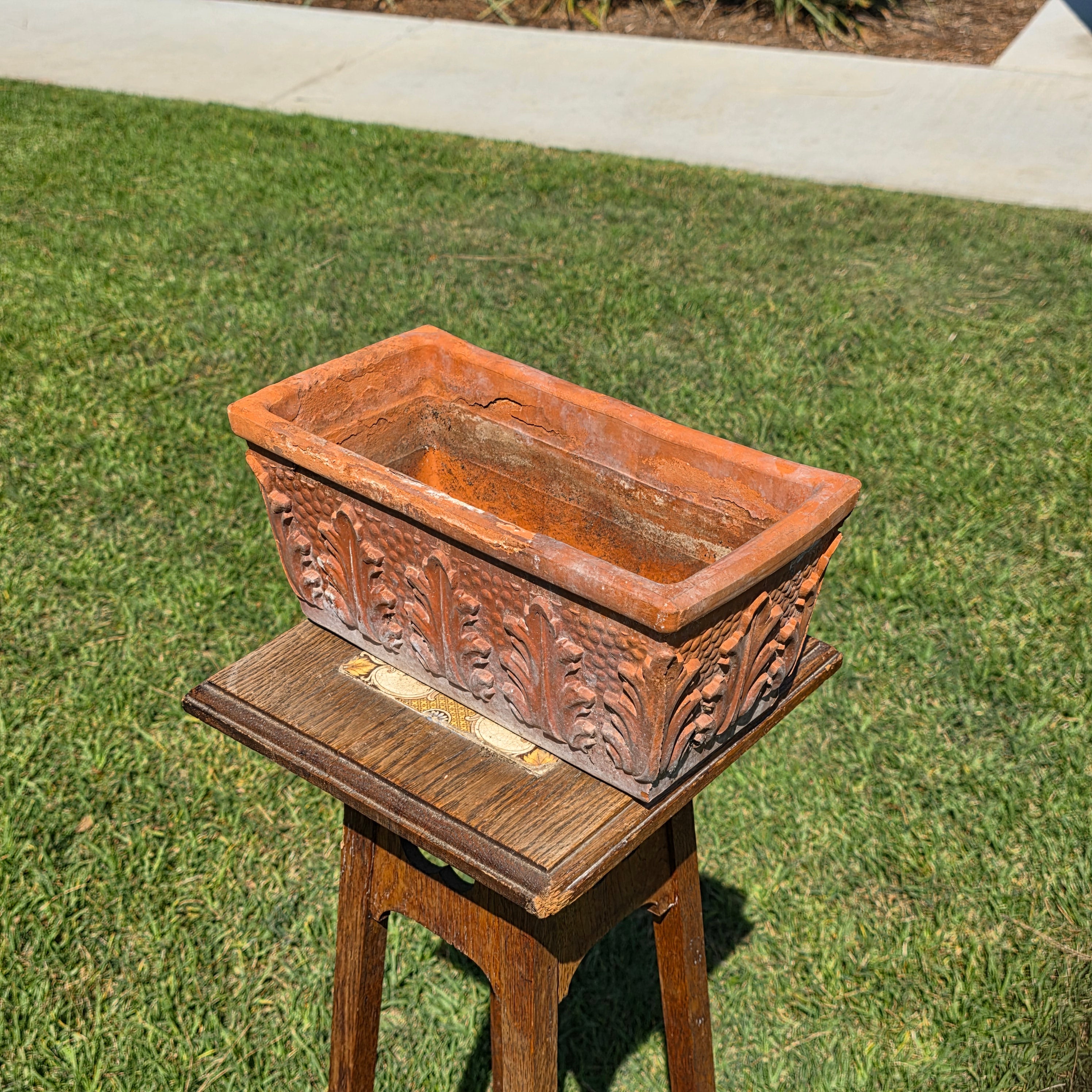 Vintage Vaserie Trevigiane Italy Terracotta Planter Acanthus Leaf Box 12"