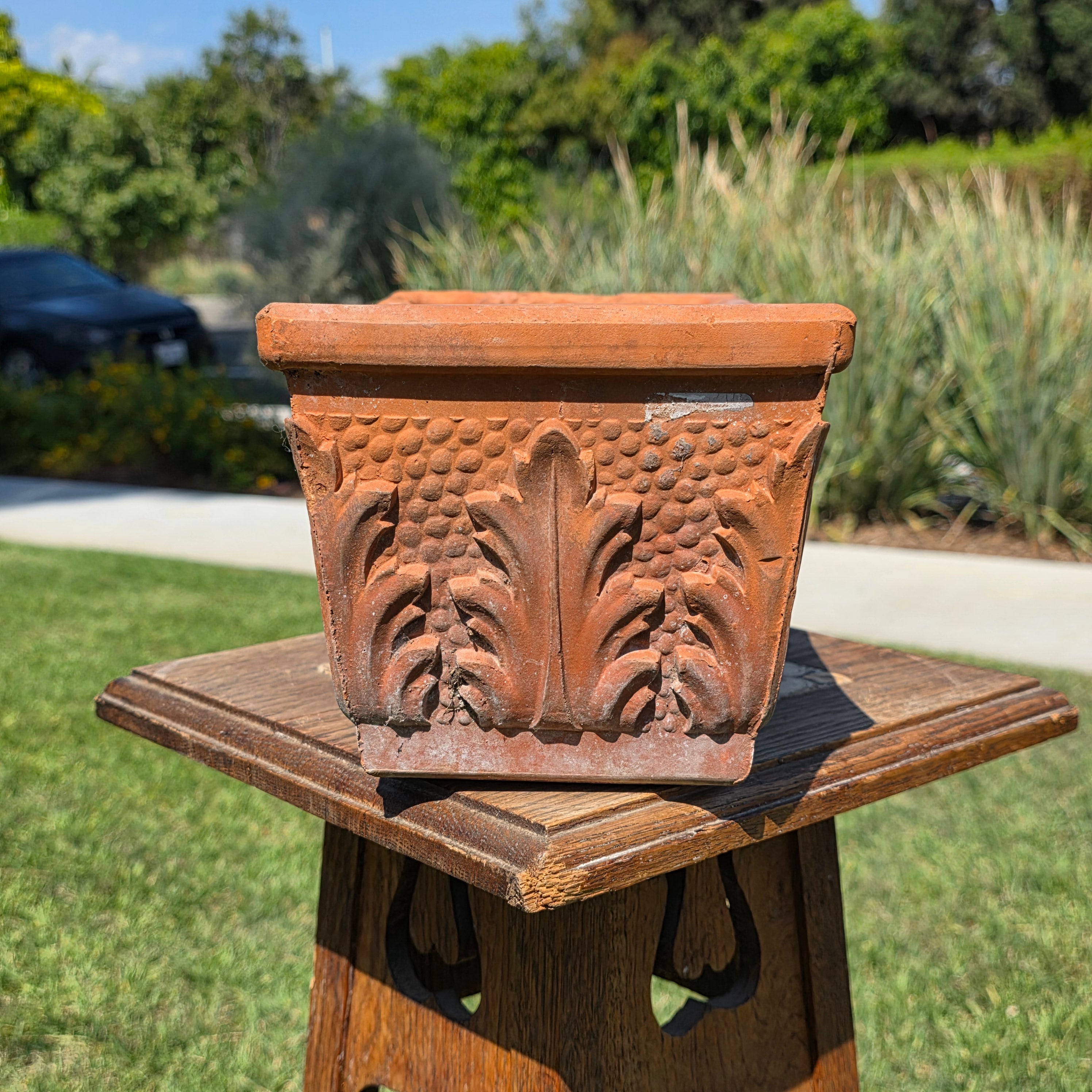 Vintage Vaserie Trevigiane Italy Terracotta Planter Acanthus Leaf Box 12"