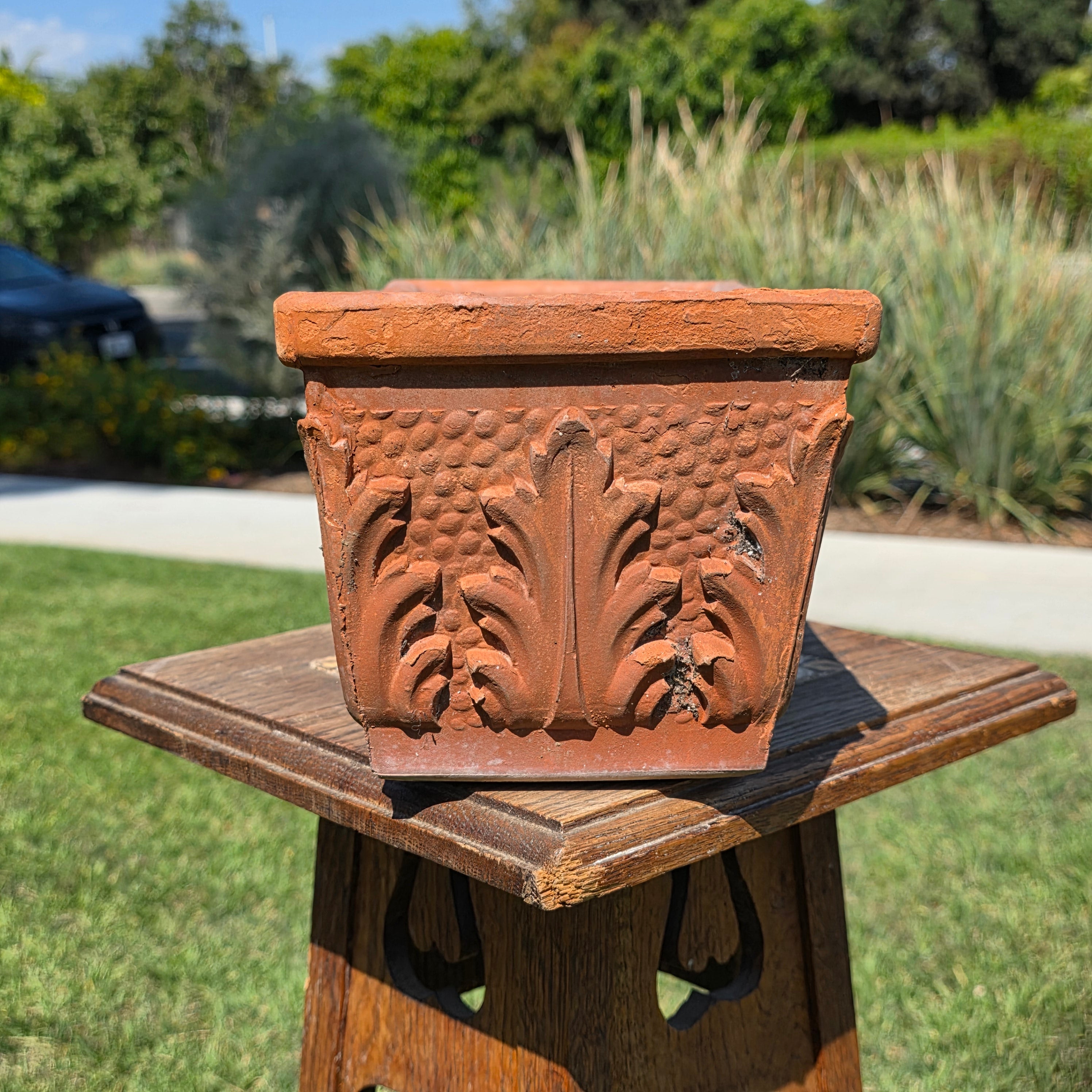 Vintage Vaserie Trevigiane Italy Terracotta Planter Acanthus Leaf Box 12"