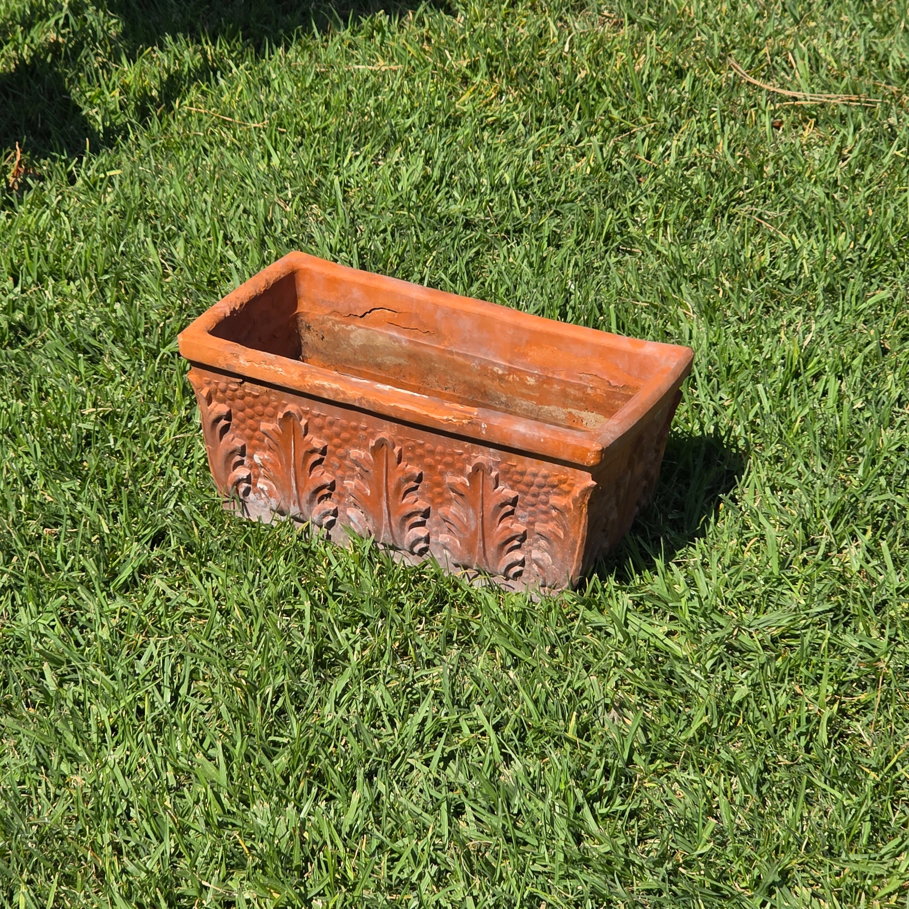 Vintage Vaserie Trevigiane Italy Terracotta Planter Acanthus Leaf Box 12"