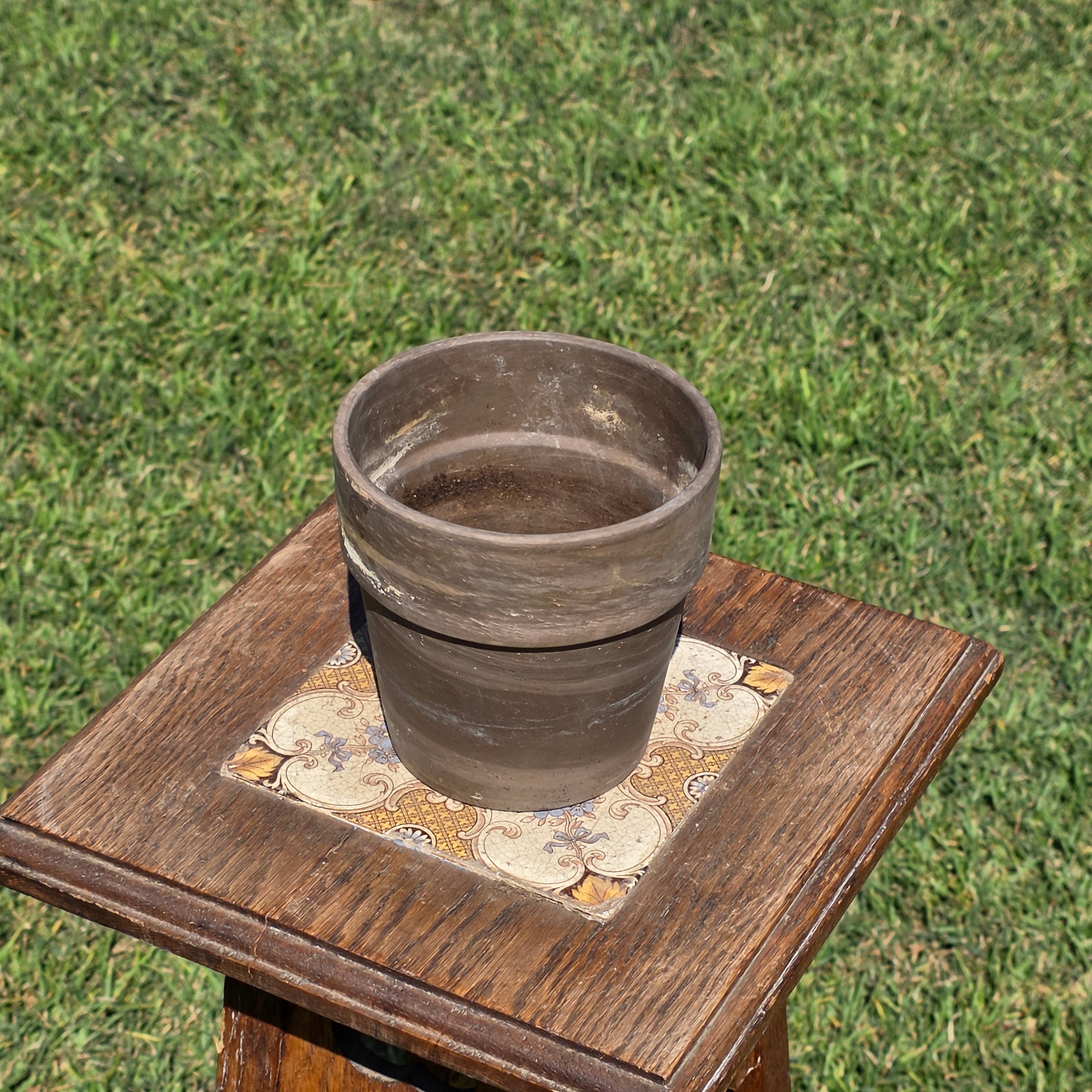 Vintage Basalt Clay Planter 5" Marbled Agateware Studio Pottery Flower Pot Brown