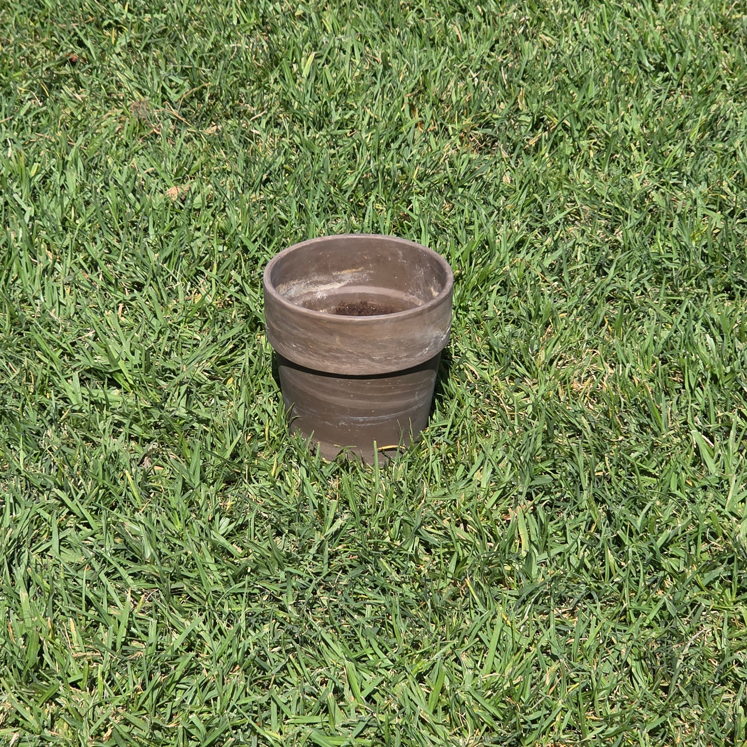 Vintage Basalt Clay Planter 5" Marbled Agateware Studio Pottery Flower Pot Brown