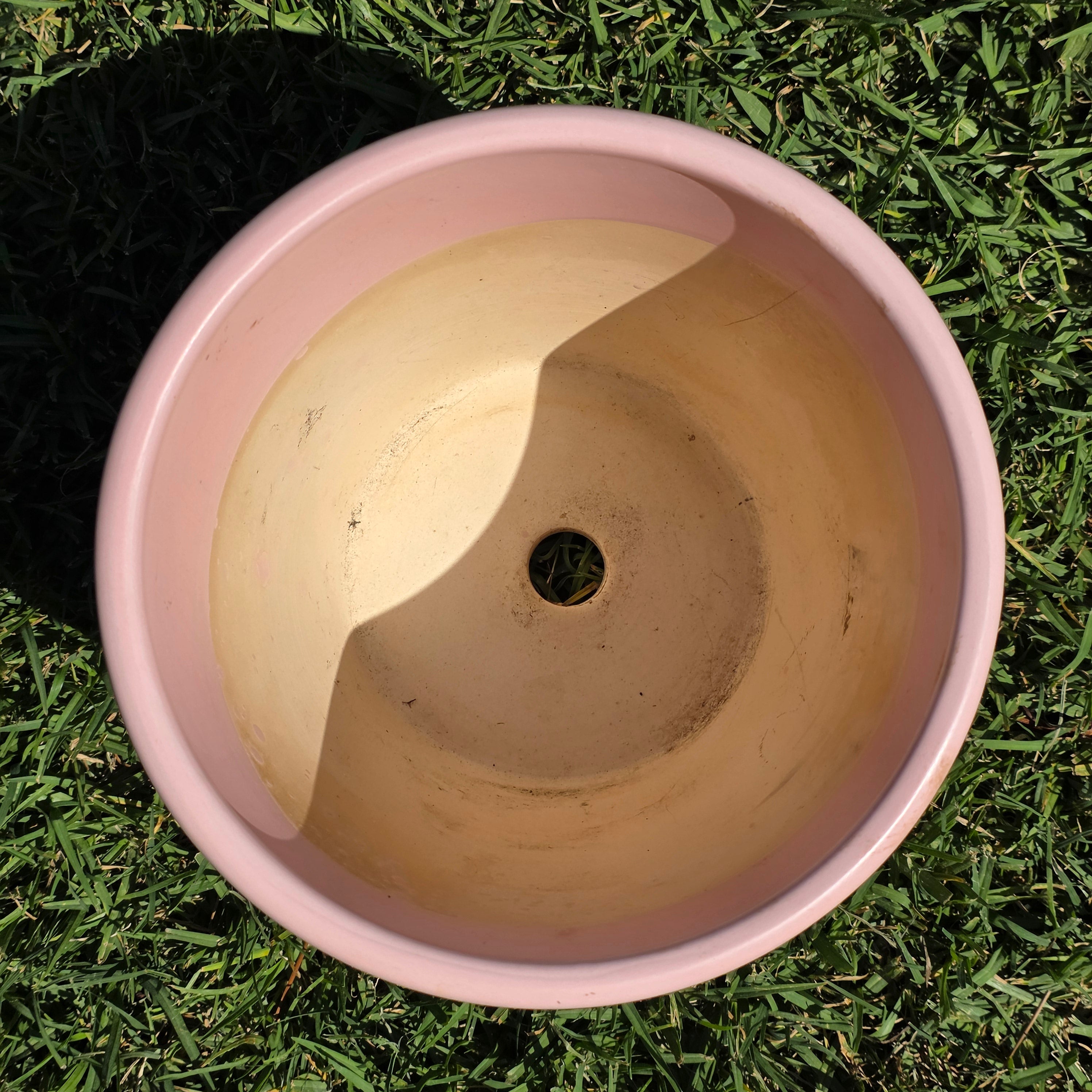 Vintage Pink Ceramic Planter Pot Mid Century Modern Minimalist China 8" Pastel