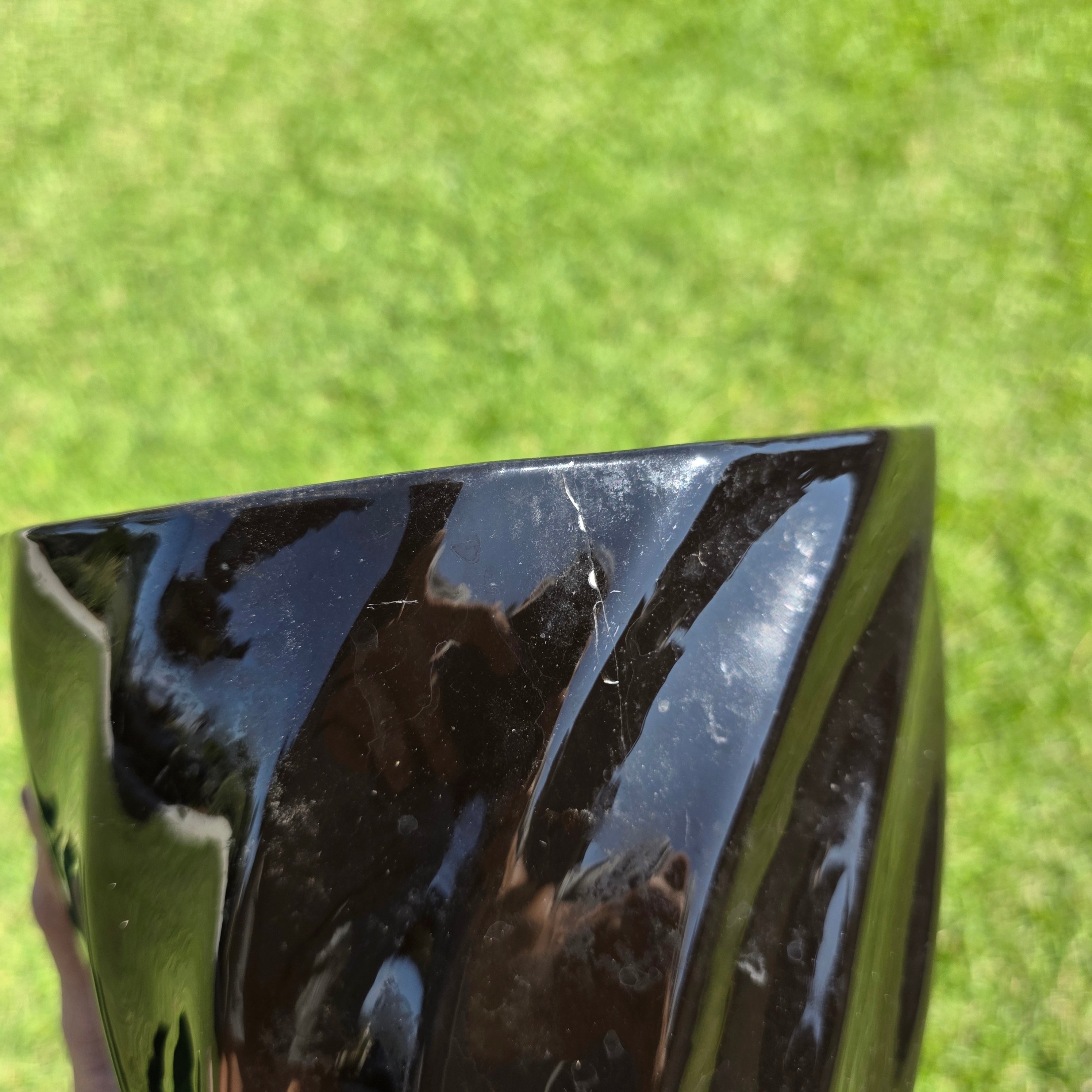 Vintage Keramos Chicago IL USA Black Swirl Planter Mid Century Pottery DS-8