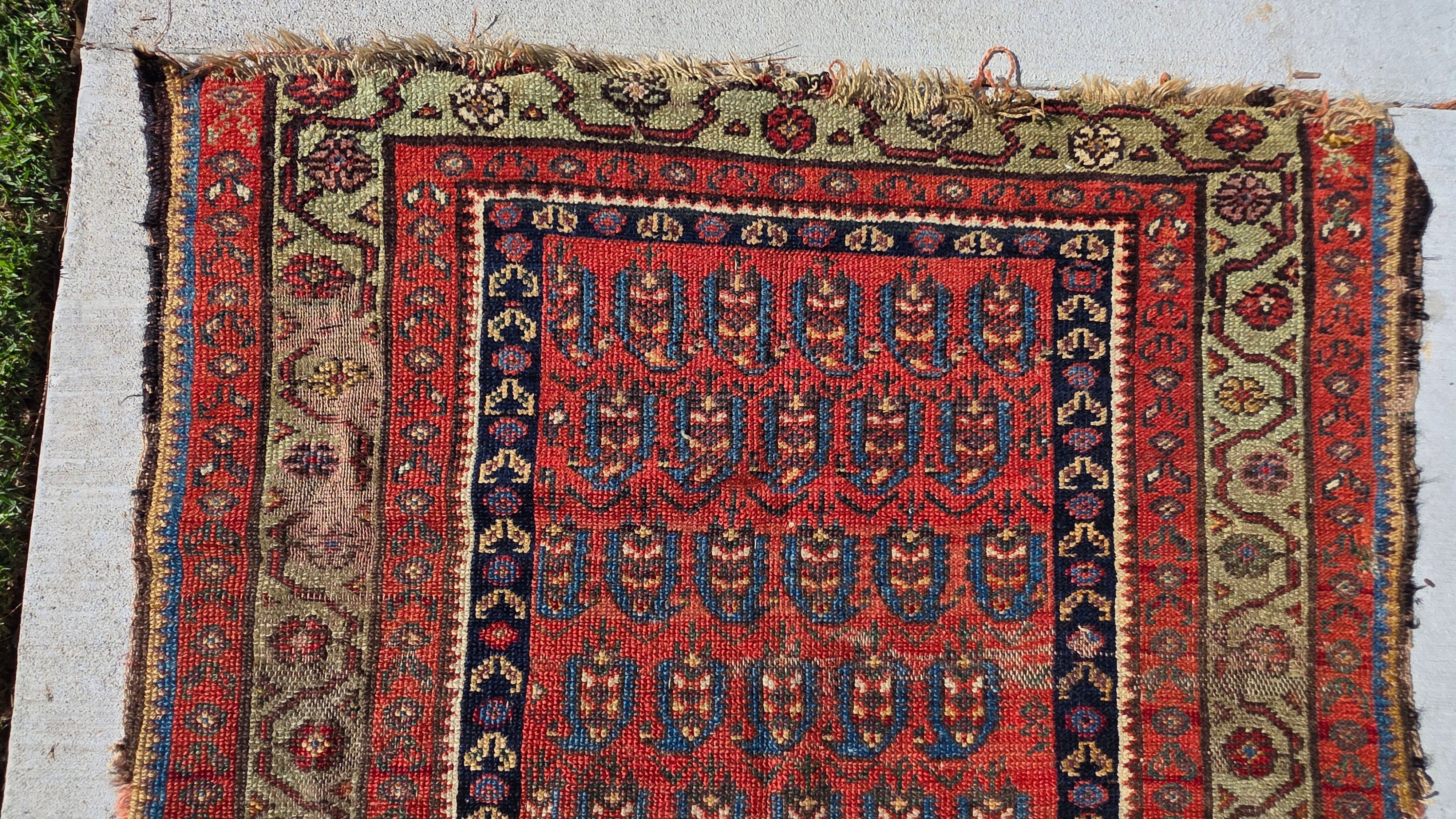 Antique Beshir Style Ersari Rug 58x42 Boteh Paisley Tribal Afghan Turkmen 1900s