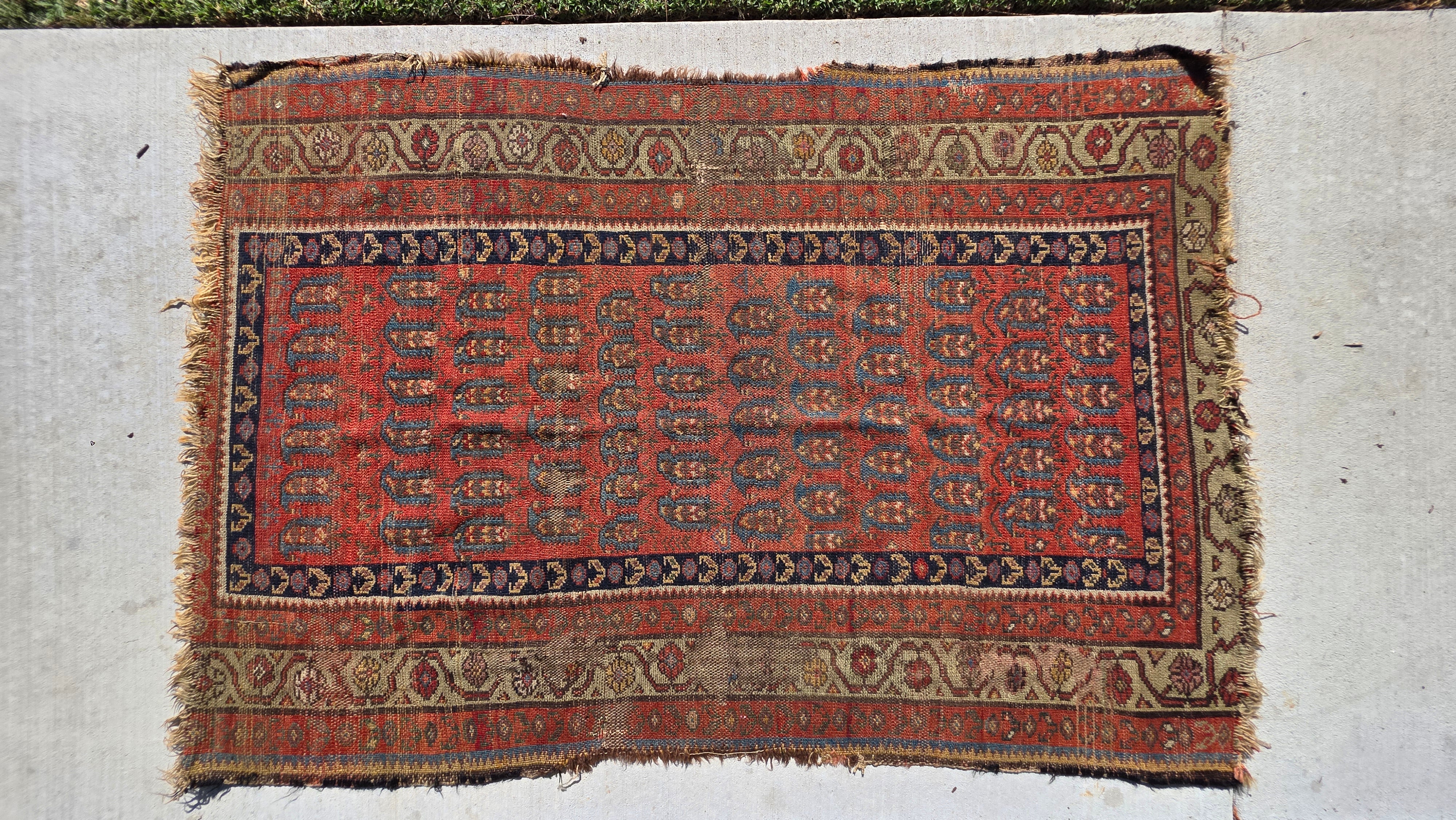 Antique Beshir Style Ersari Rug 58x42 Boteh Paisley Tribal Afghan Turkmen 1900s