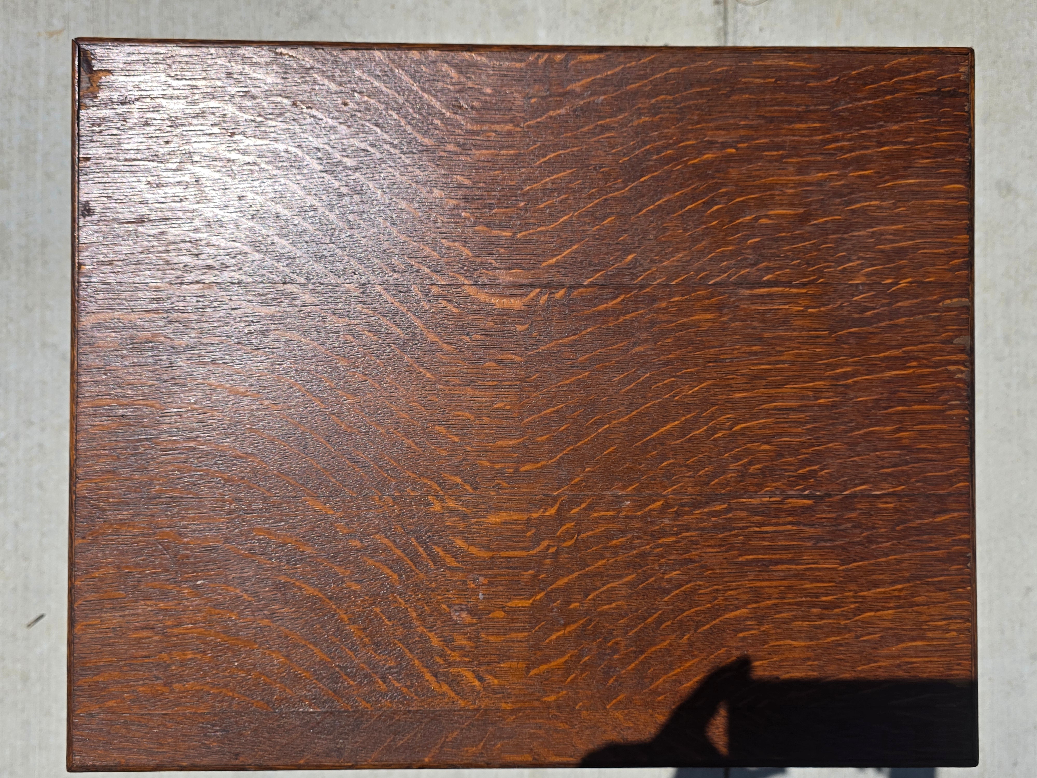Authentic 1910 English Edwardian Side Table Tiger Oak No Screws Hand-Crafted