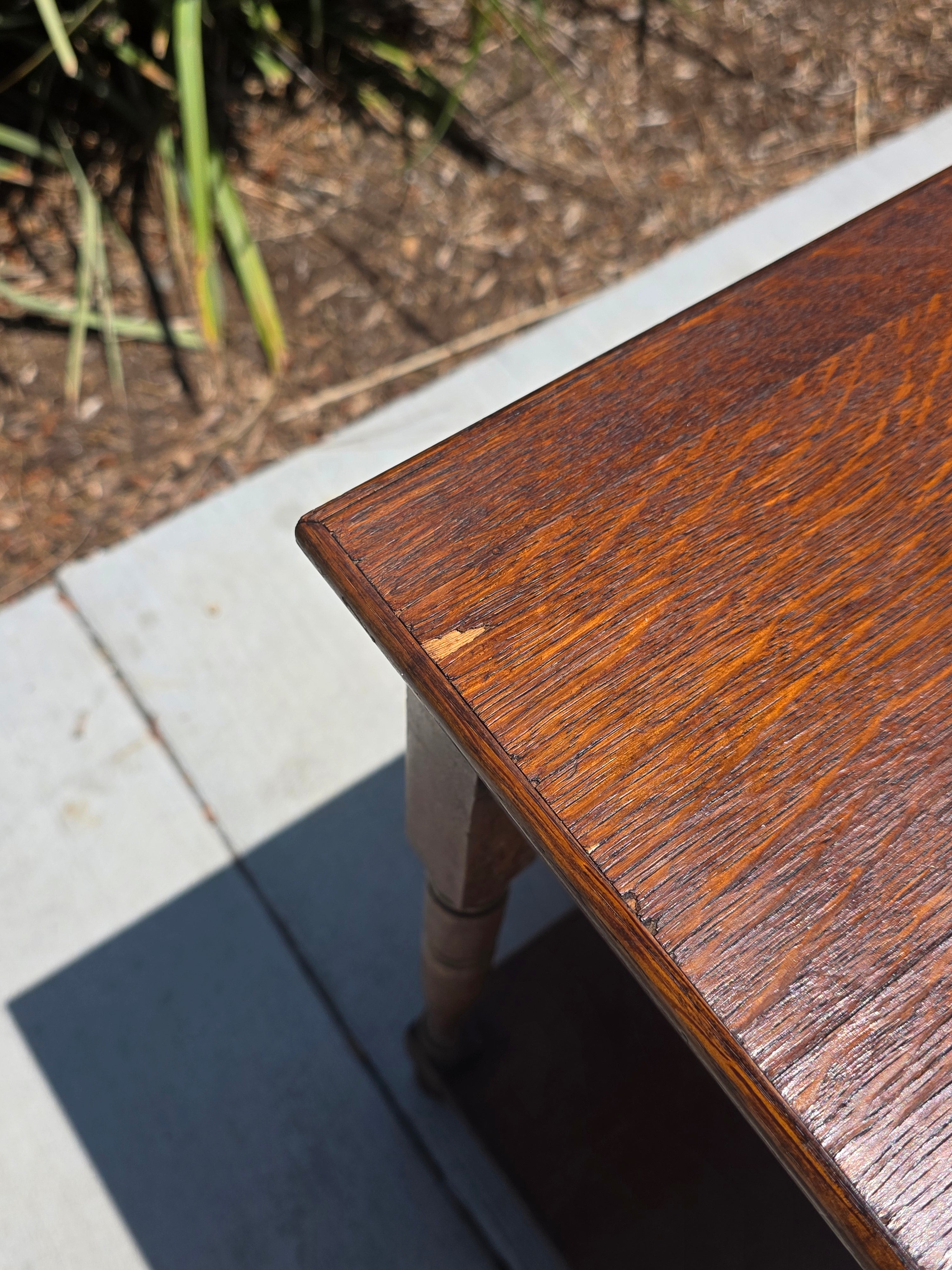 Authentic 1910 English Edwardian Side Table Tiger Oak No Screws Hand-Crafted