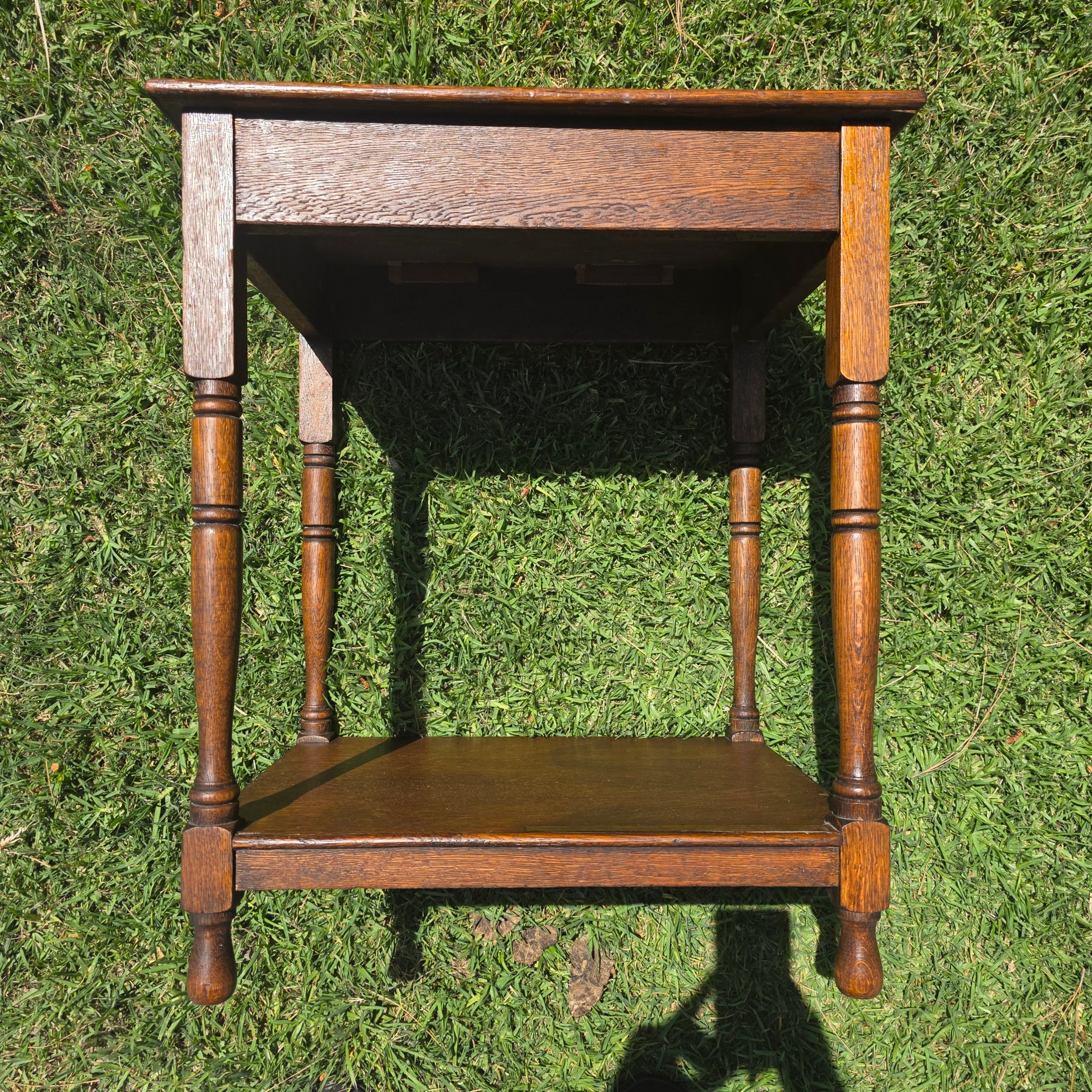 Authentic 1910 English Edwardian Side Table Tiger Oak No Screws Hand-Crafted