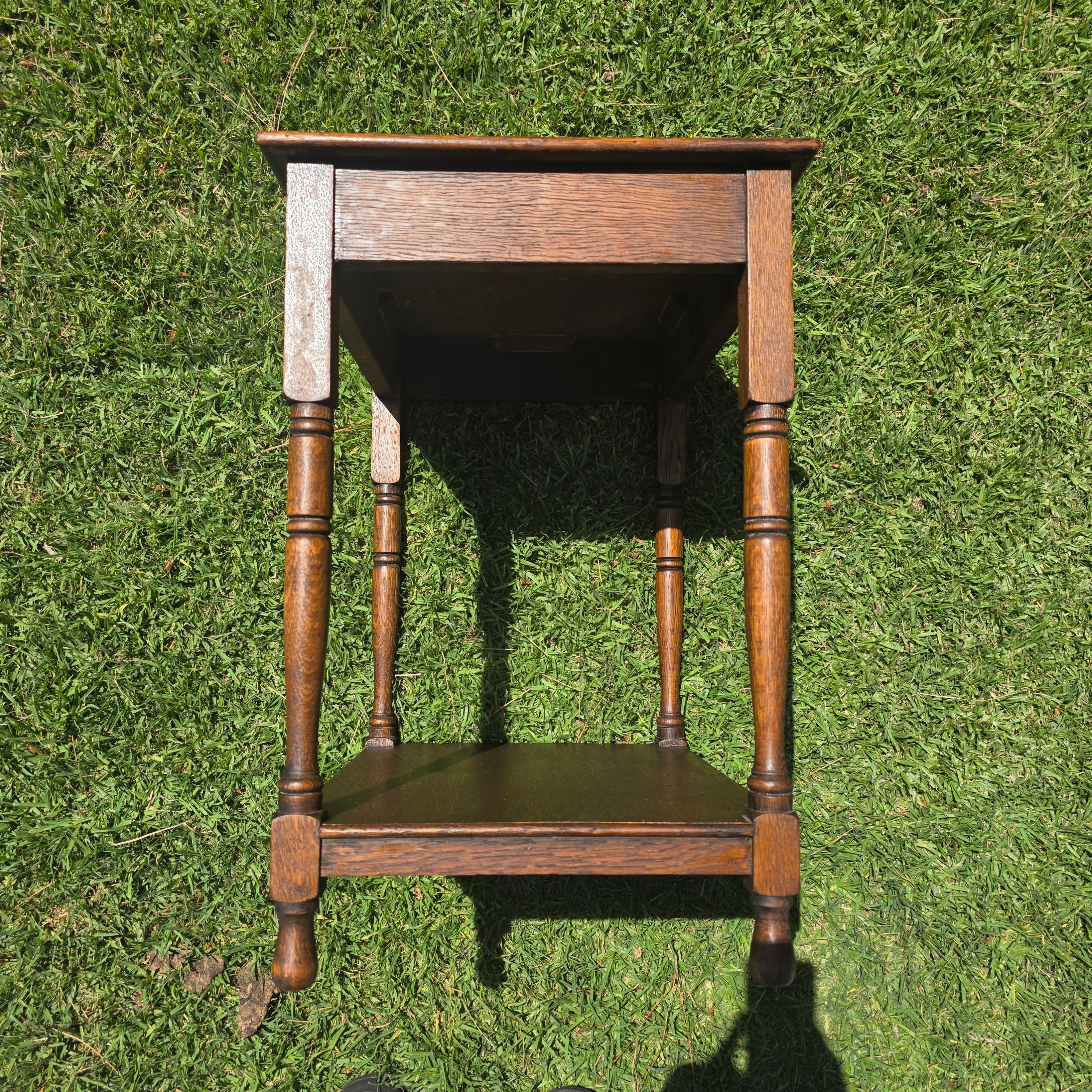 Authentic 1910 English Edwardian Side Table Tiger Oak No Screws Hand-Crafted