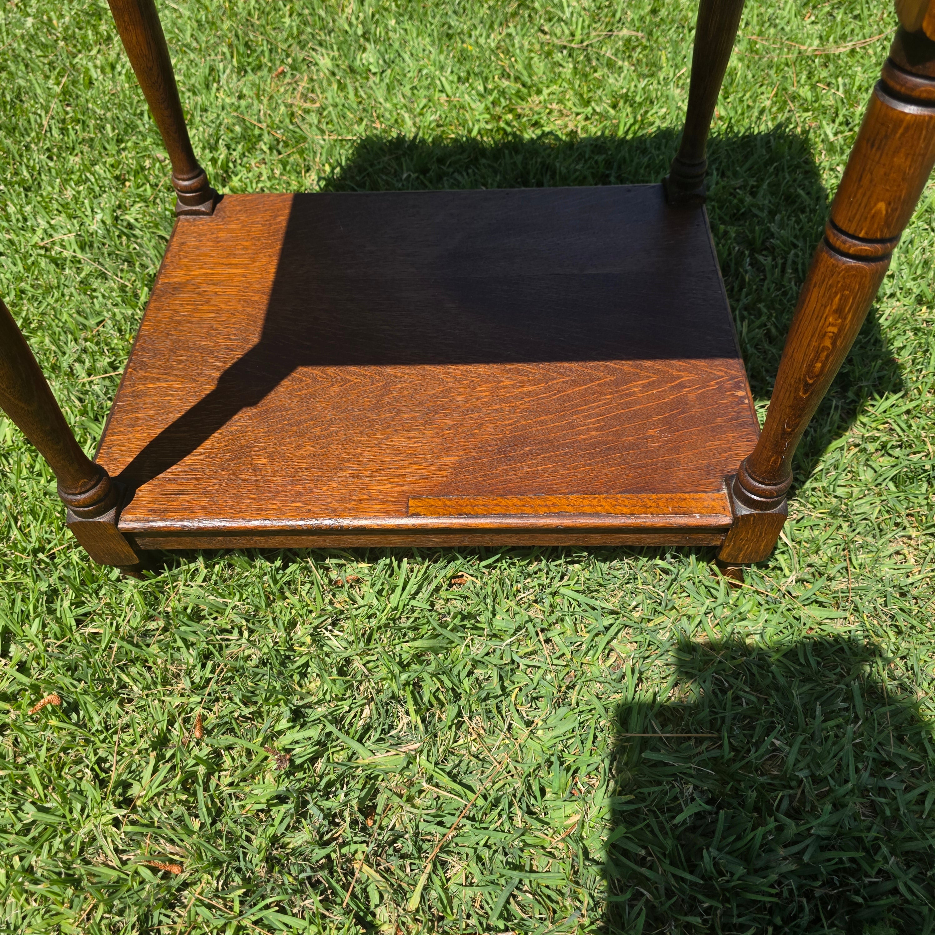 Authentic 1910 English Edwardian Side Table Tiger Oak No Screws Hand-Crafted
