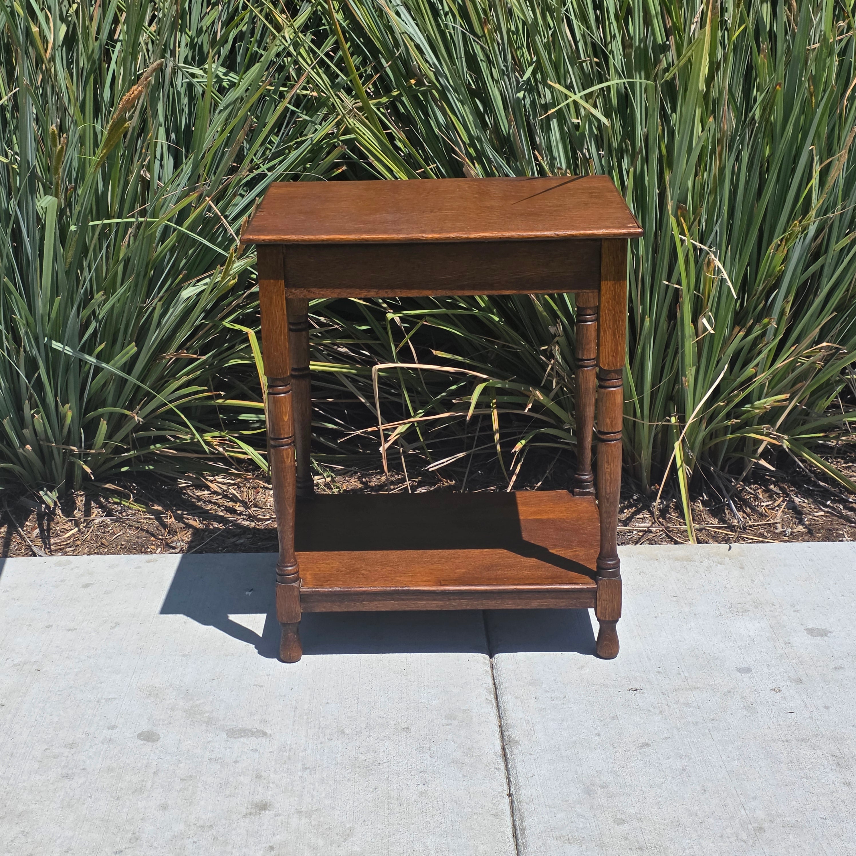 Authentic 1910 English Edwardian Side Table Tiger Oak No Screws Hand-Crafted