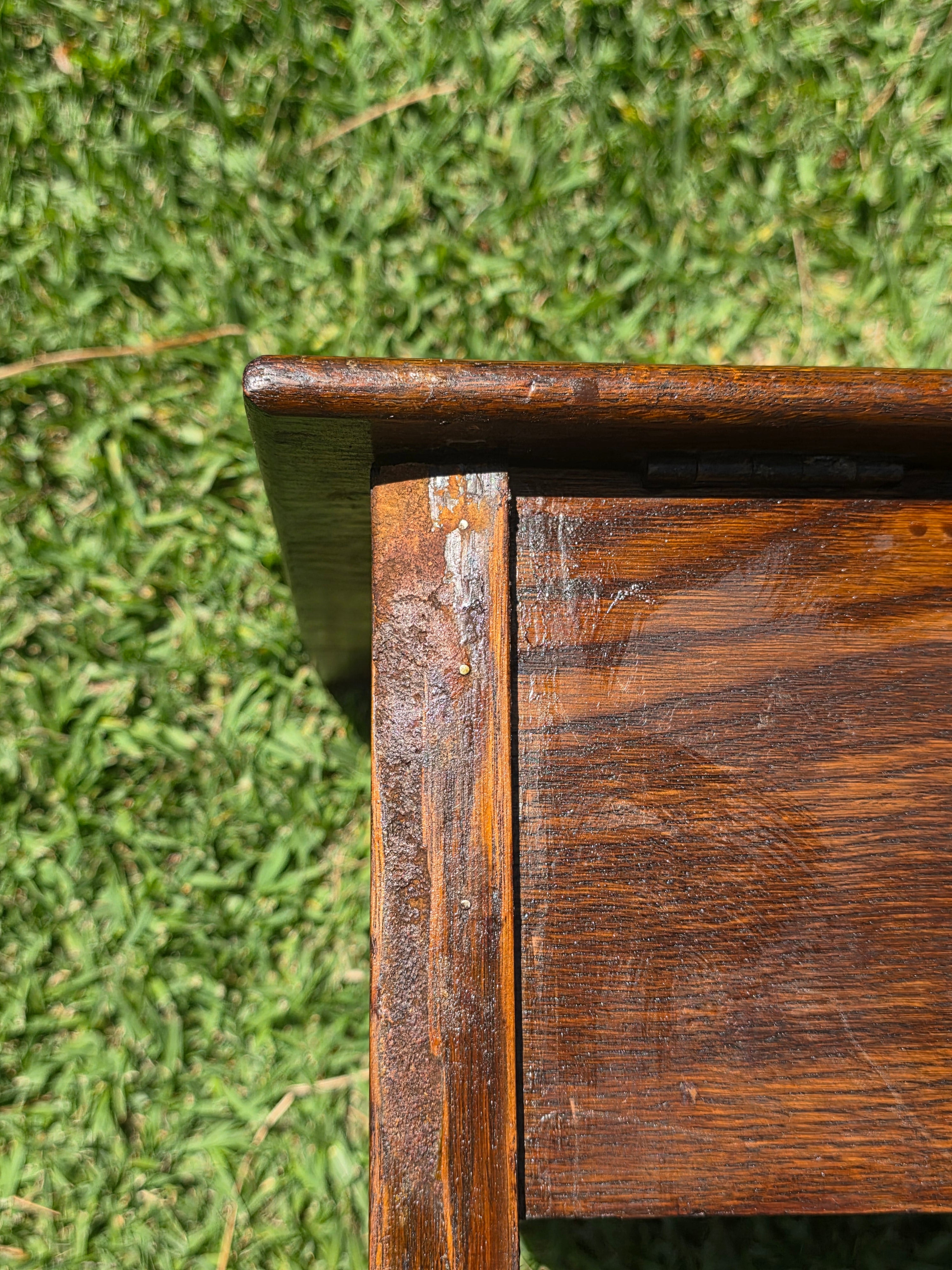 Antique Late Victorian Sewing Box Table 1890s English Tiger Oak Work Box Storage