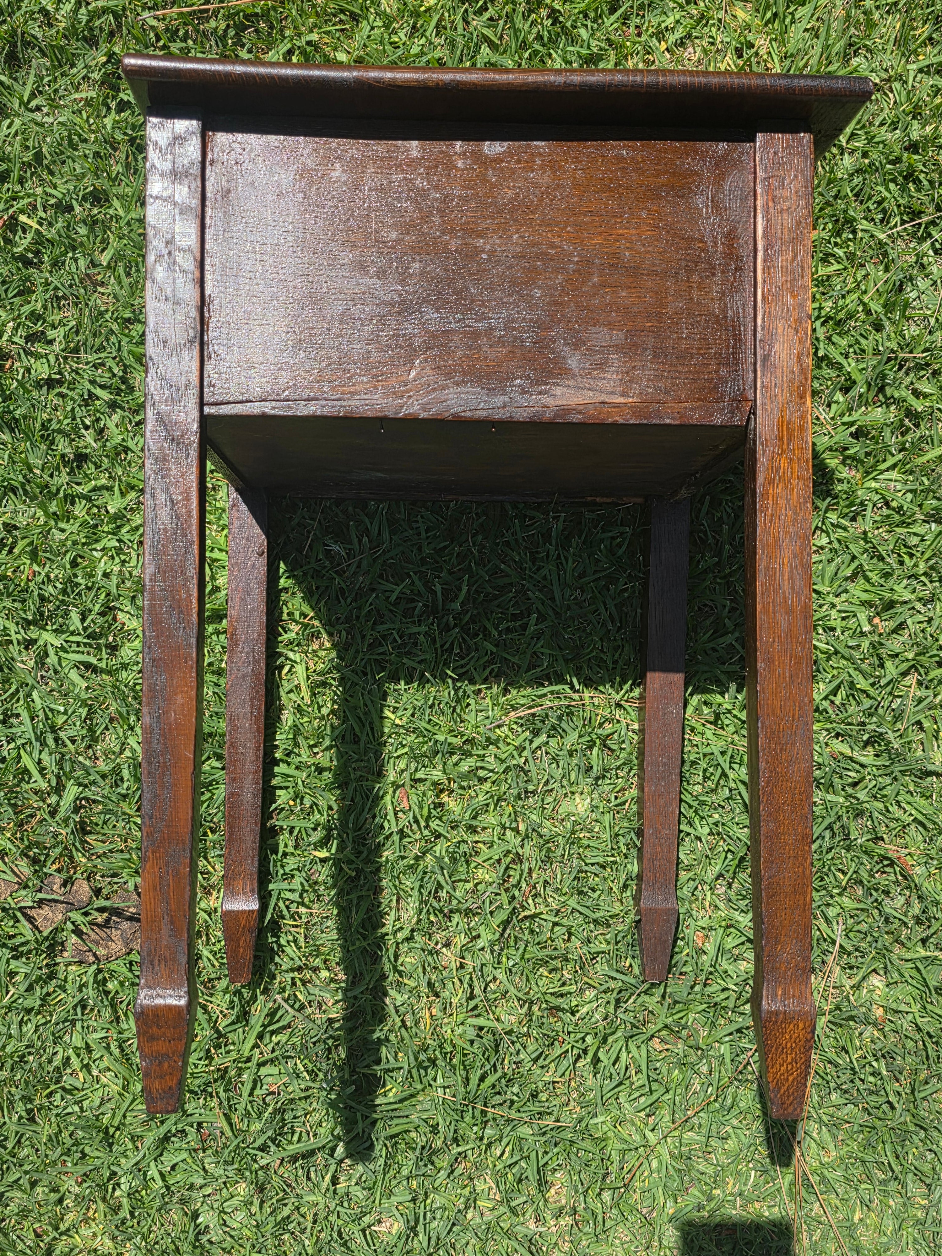 Antique Late Victorian Sewing Box Table 1890s English Tiger Oak Work Box Storage
