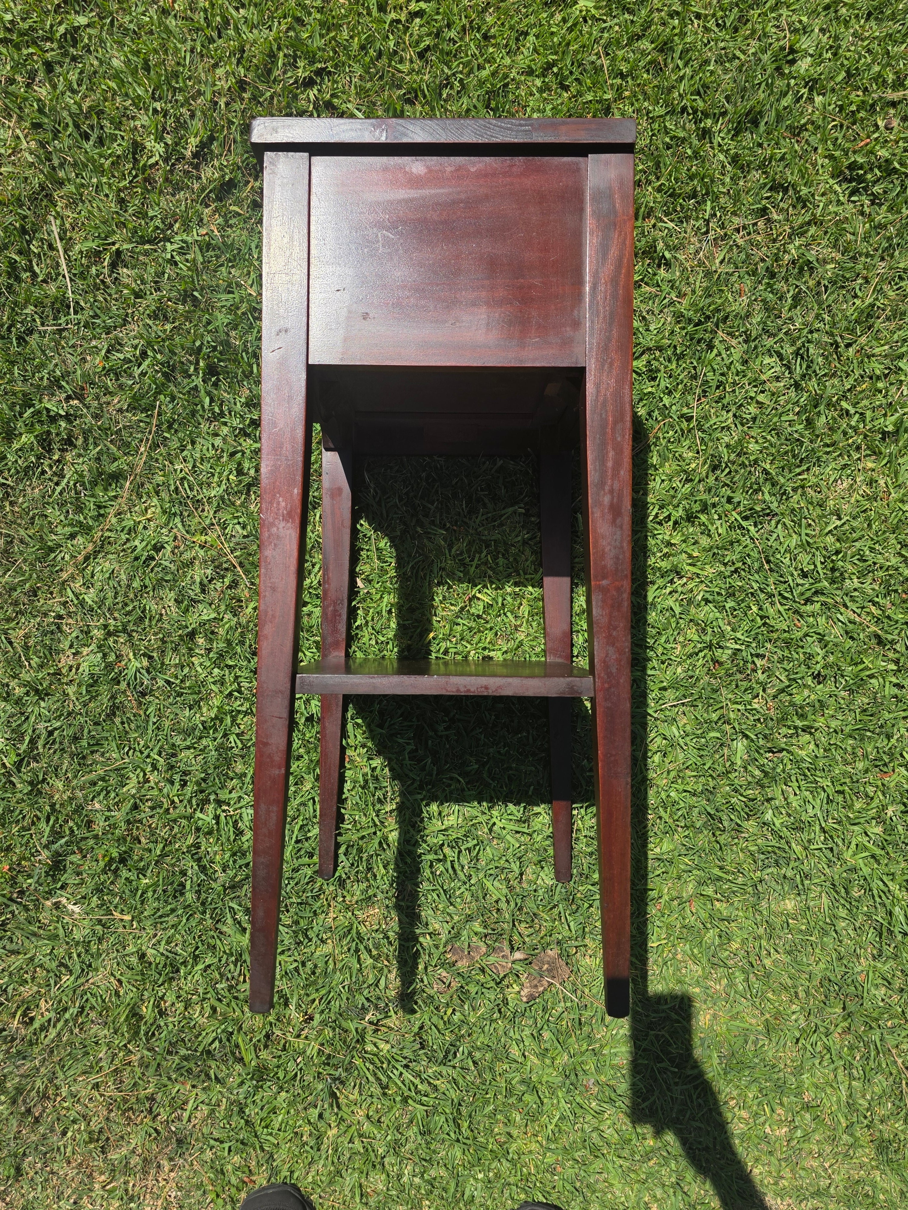 Antique Federal Style Mahogany Side Table Nightstand Tapered Legs Drawer 29"H