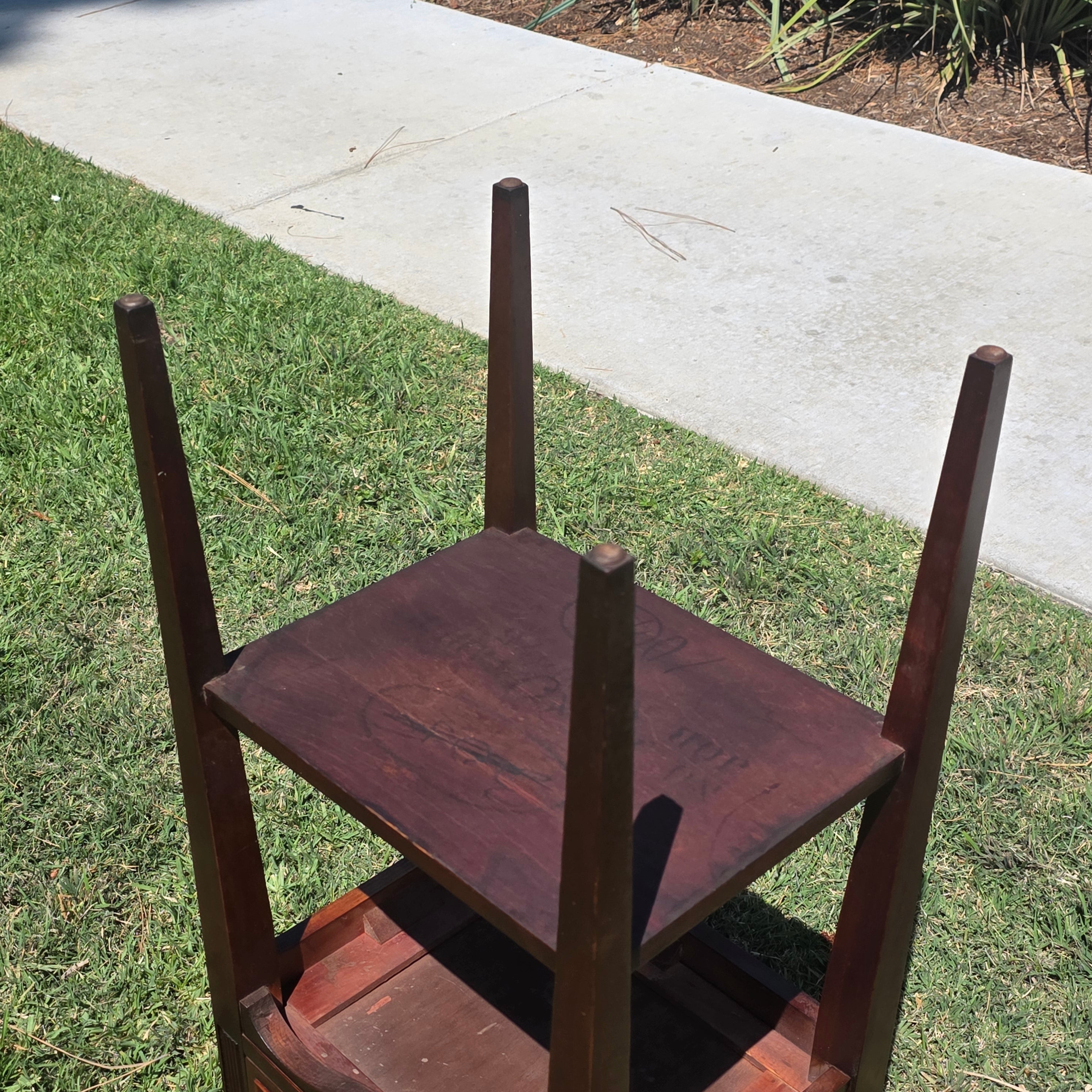 Antique Federal Style Mahogany Side Table Nightstand Tapered Legs Drawer 29"H