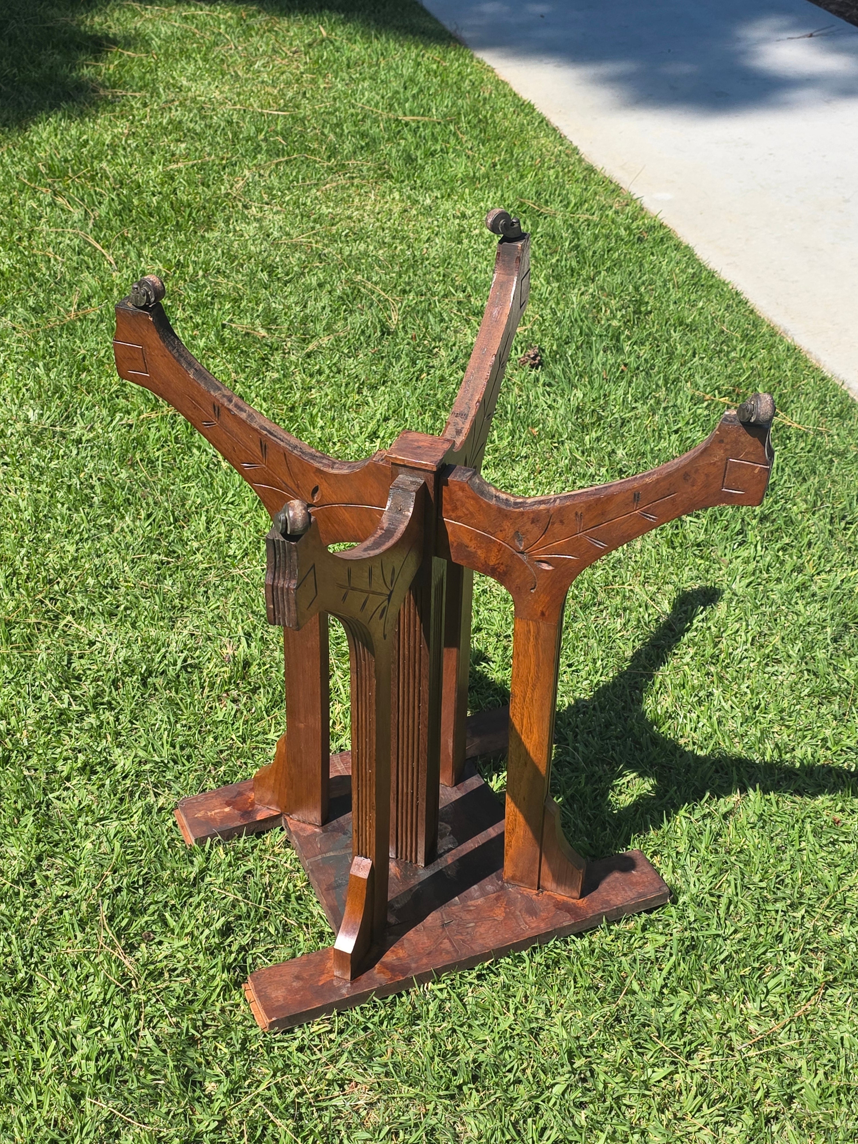 Antique Eastlake Marble Top Side Table Walnut Wood Victorian 19th C Lamp Stand