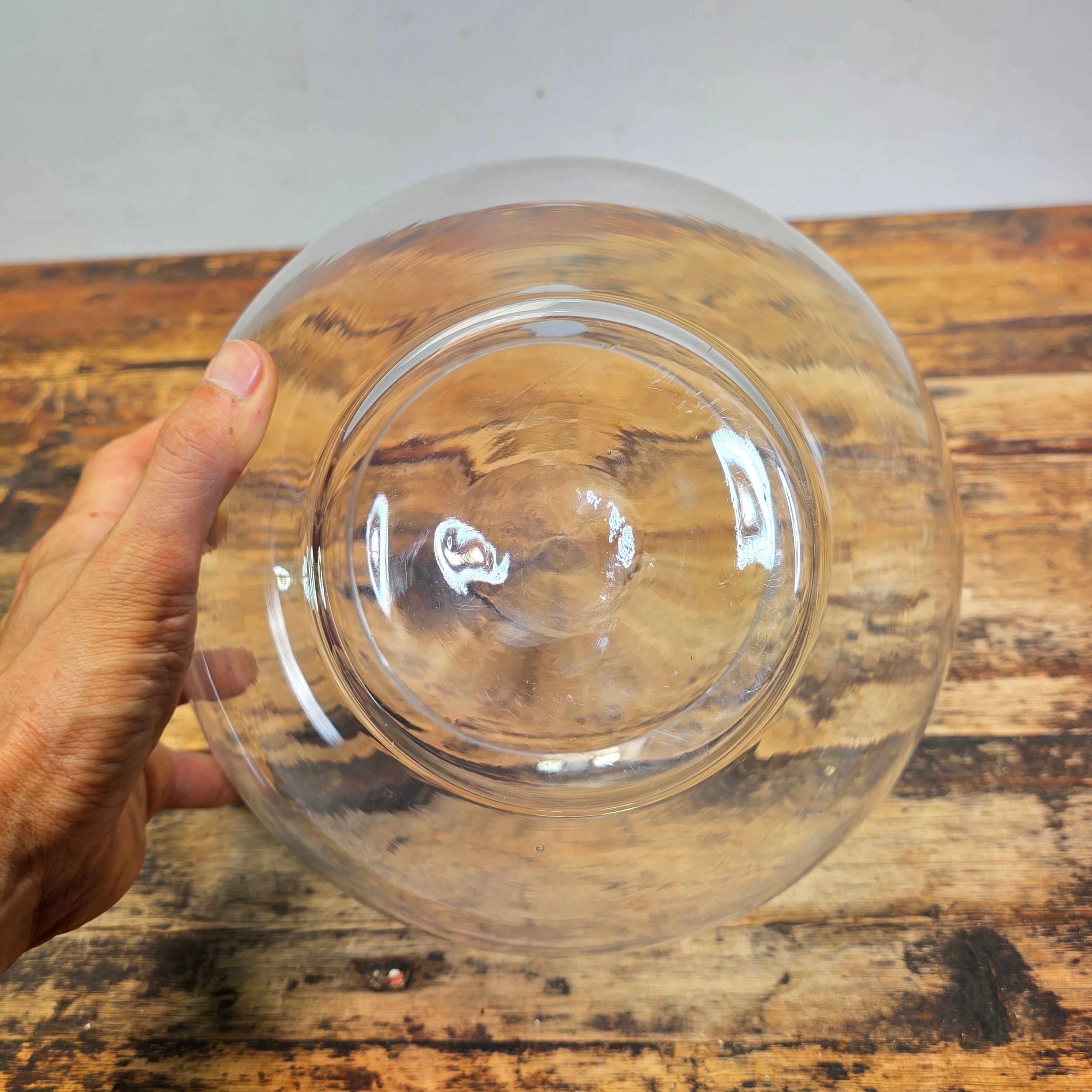 Vintage Hand Blown Glass Fish Bowl Bubble Vase Terrarium Handcrafted Clear 9"