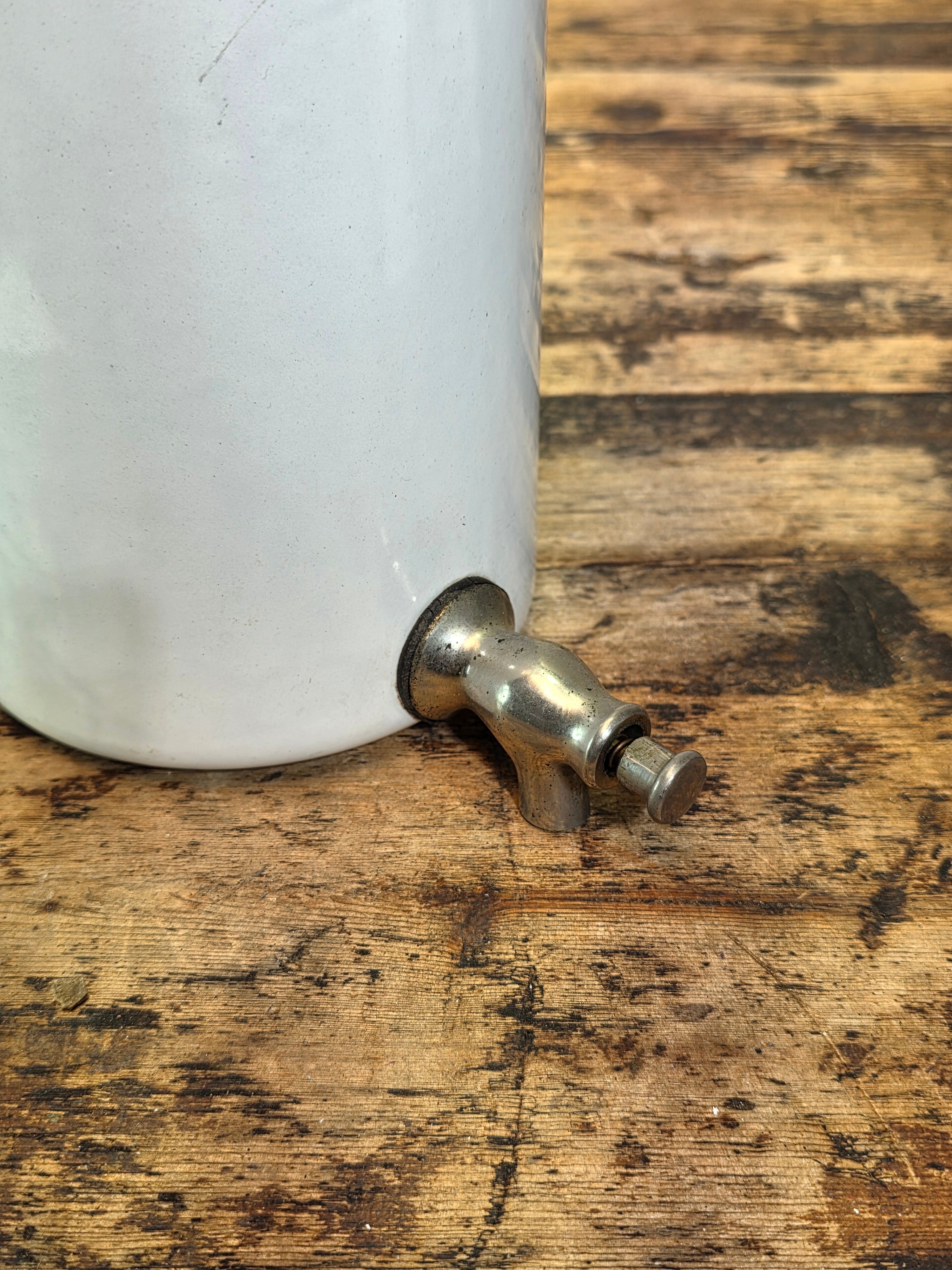 Vintage French Enamel Lavabo Water Dispenser Fountain Tank Wall Hanging (Leaks)